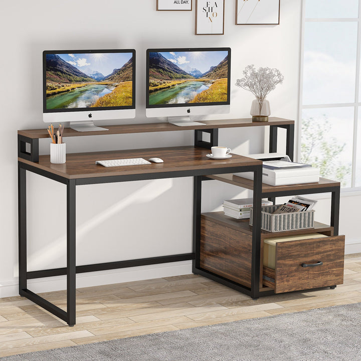 Computer Desk with Drawer & Shelves