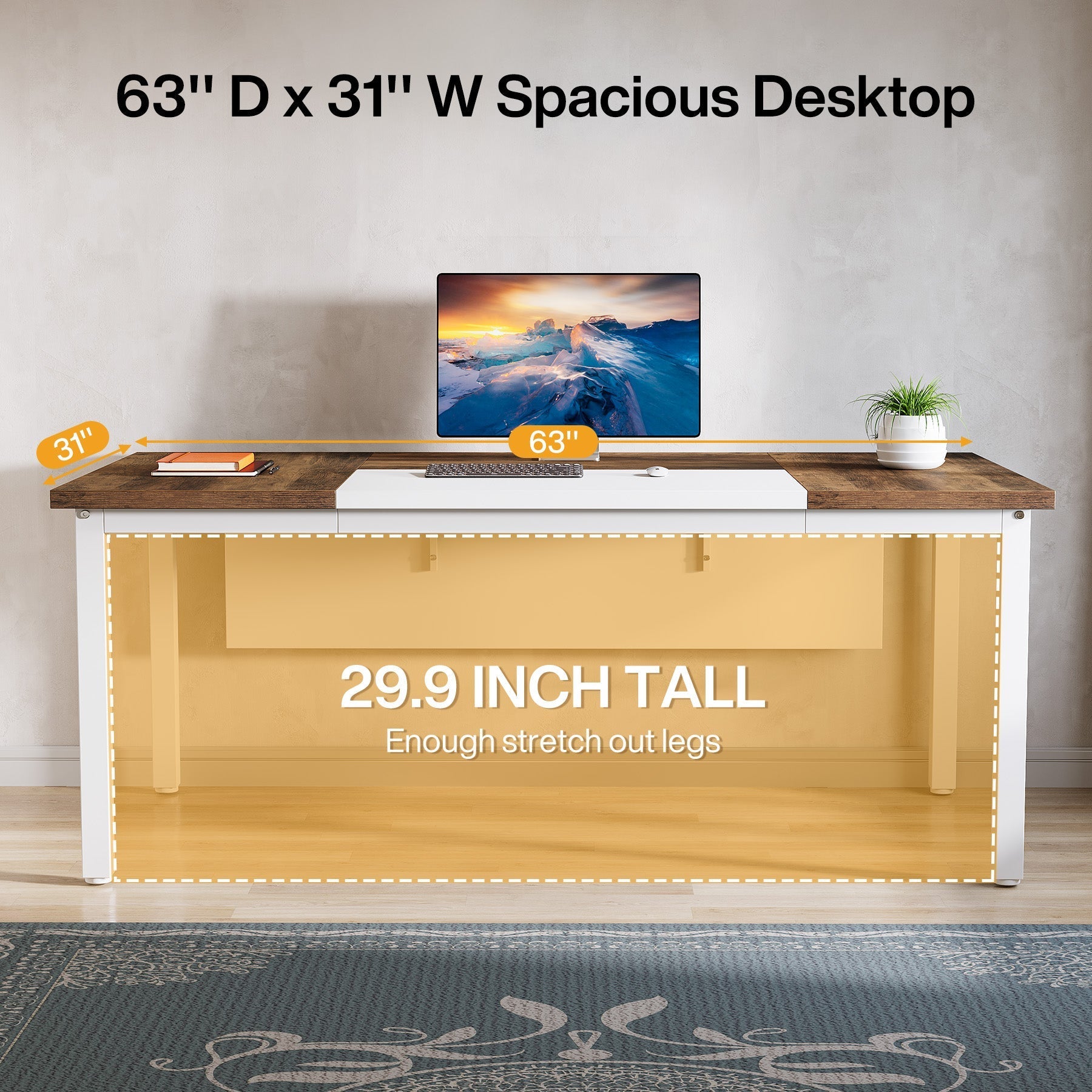 63" L-Shaped Desk, Modern Executive Computer Desk with 37" Mobile File Cabinet Tribesigns