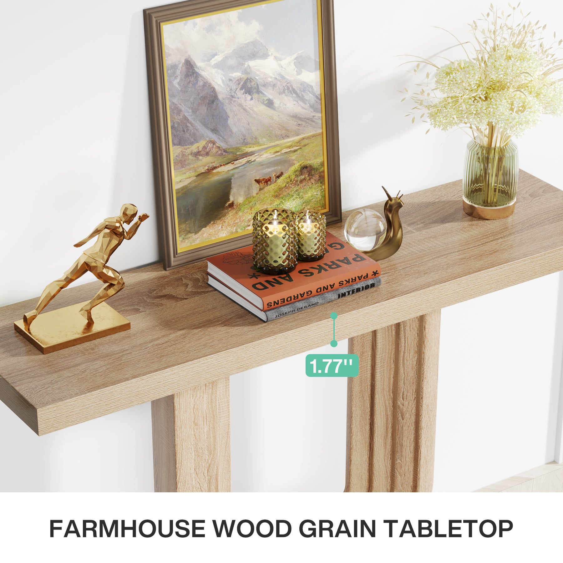 Farmhouse Console Table with Geometric Base