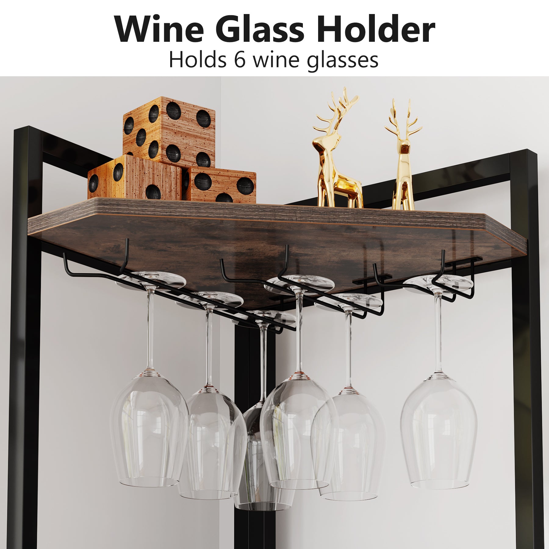Corner Wine Rack with Glass Holder