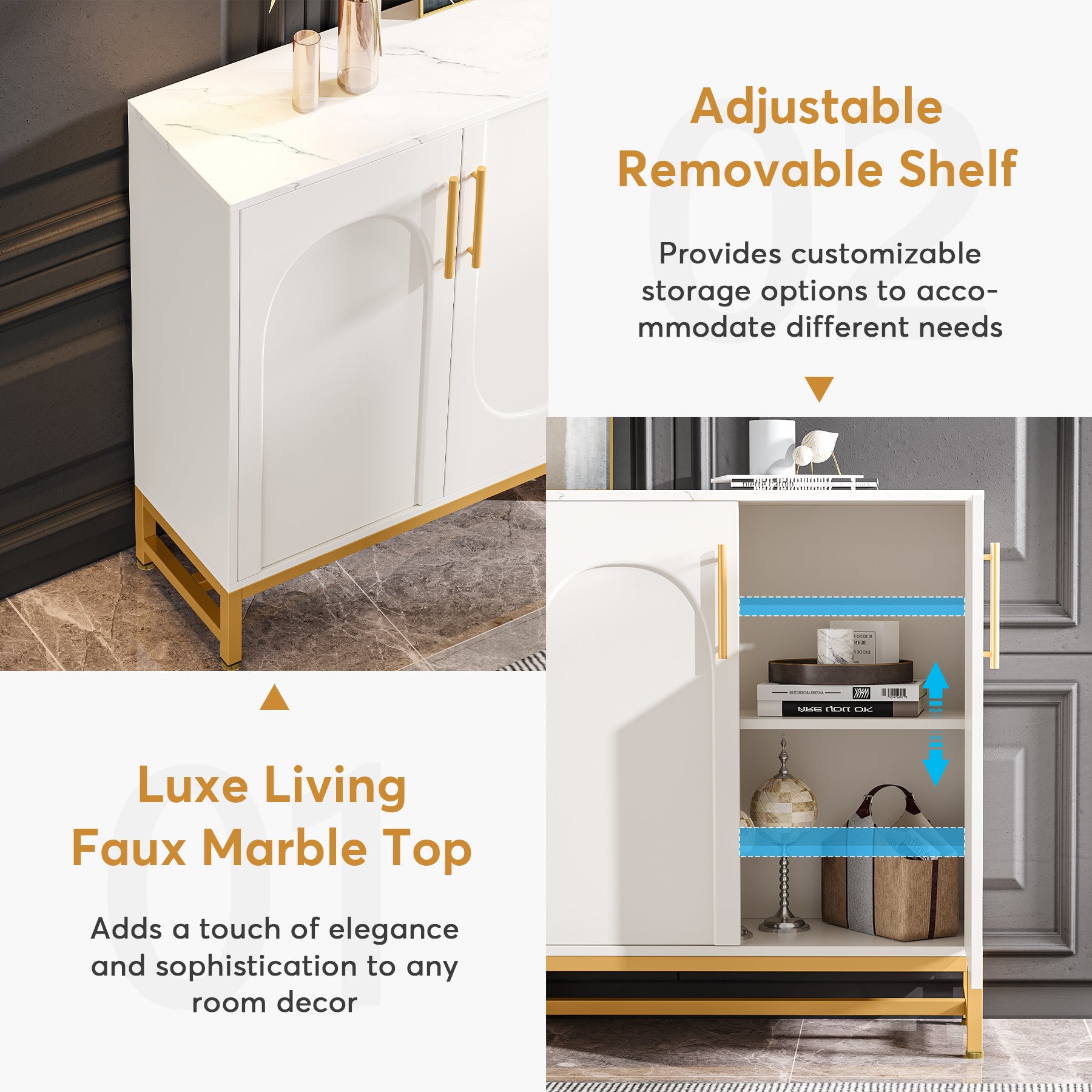 Sideboard Buffet Cabinet with with Adjustable Shelf