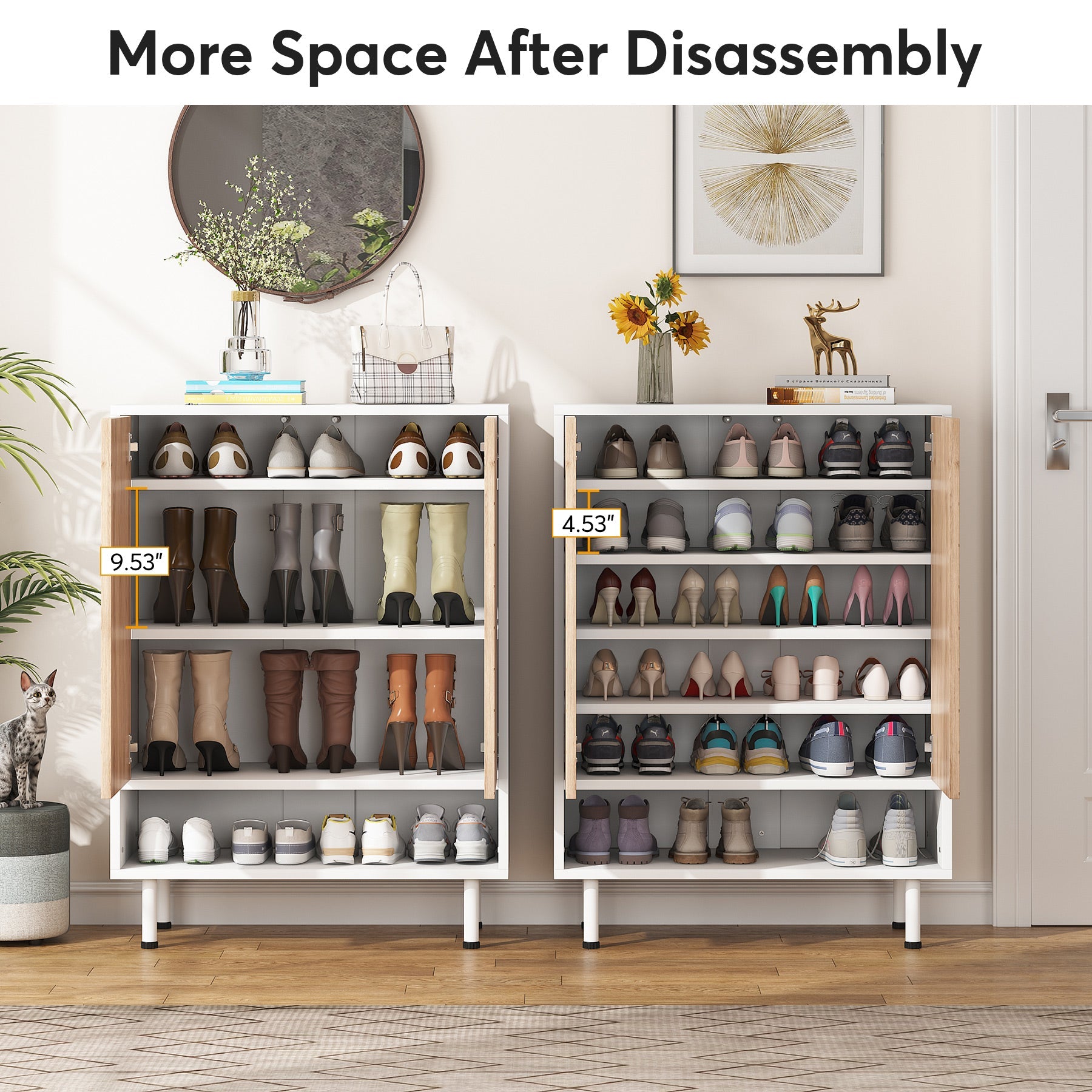 18-Pair Shoe Cabinet, 6-Tier Shoe Rack Organizer Cabinet with Door Tribesigns