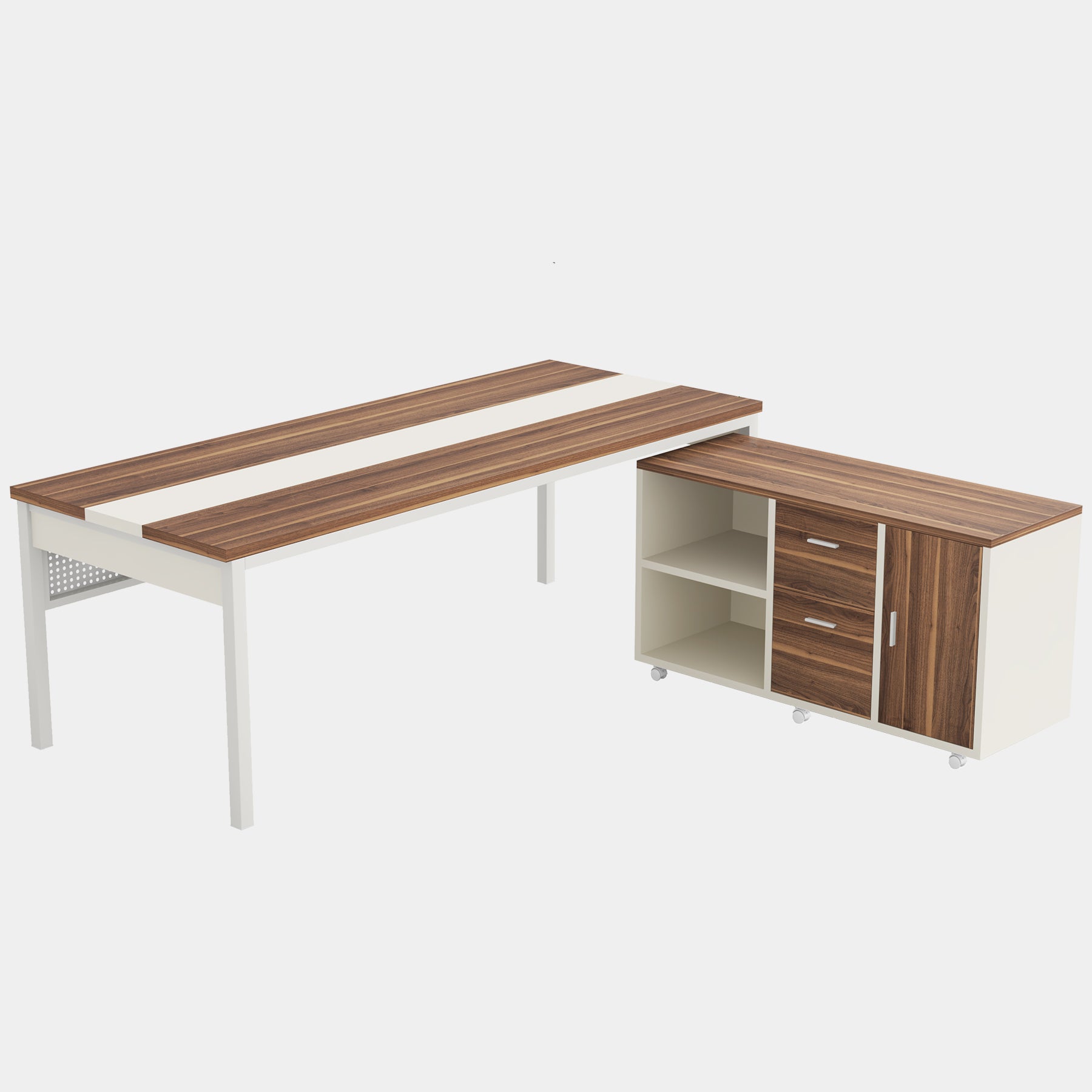 70.8" L-Shaped Desk with 47" Mobile File Cabinet