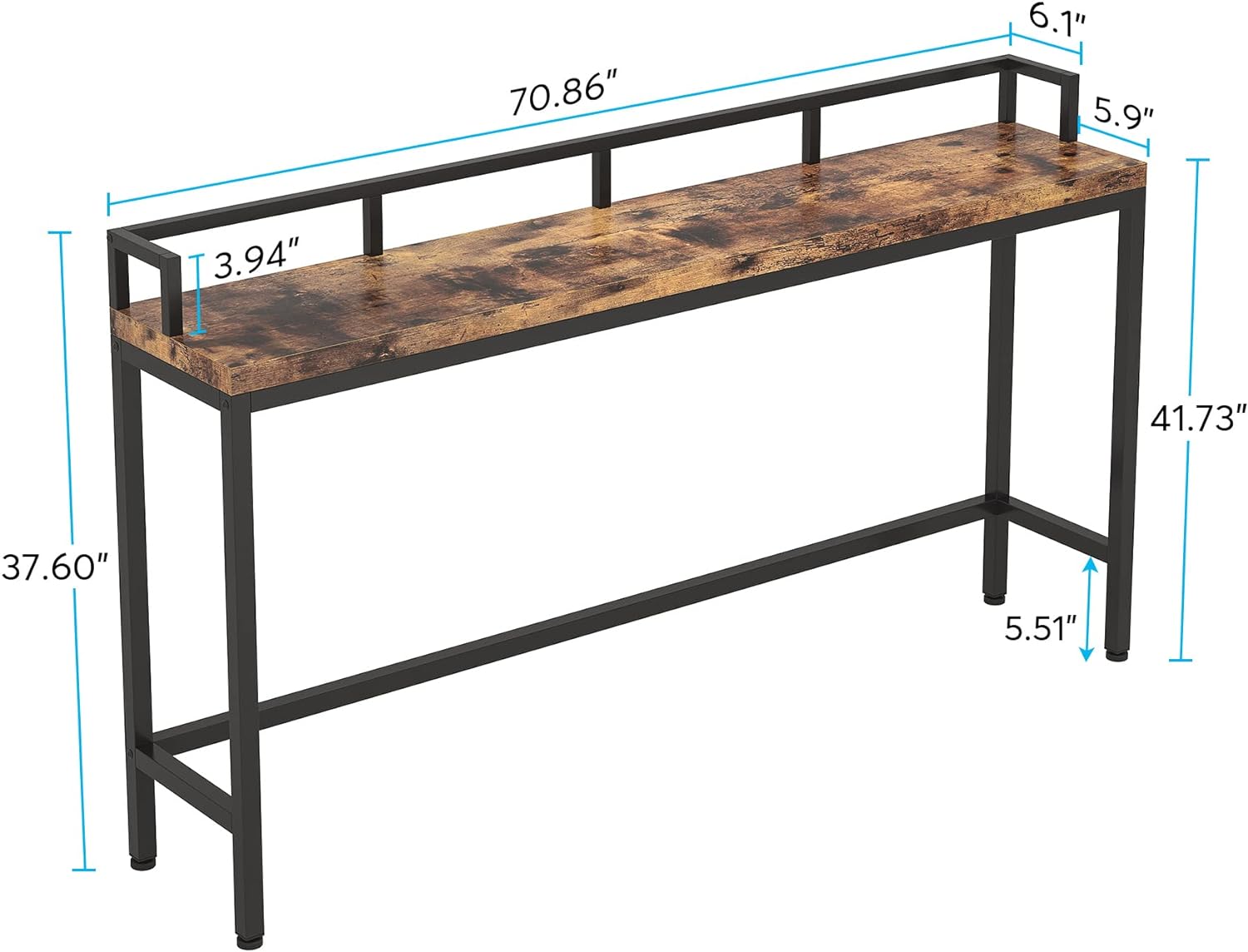 70.9" Console Table Behind Sofa Couch
