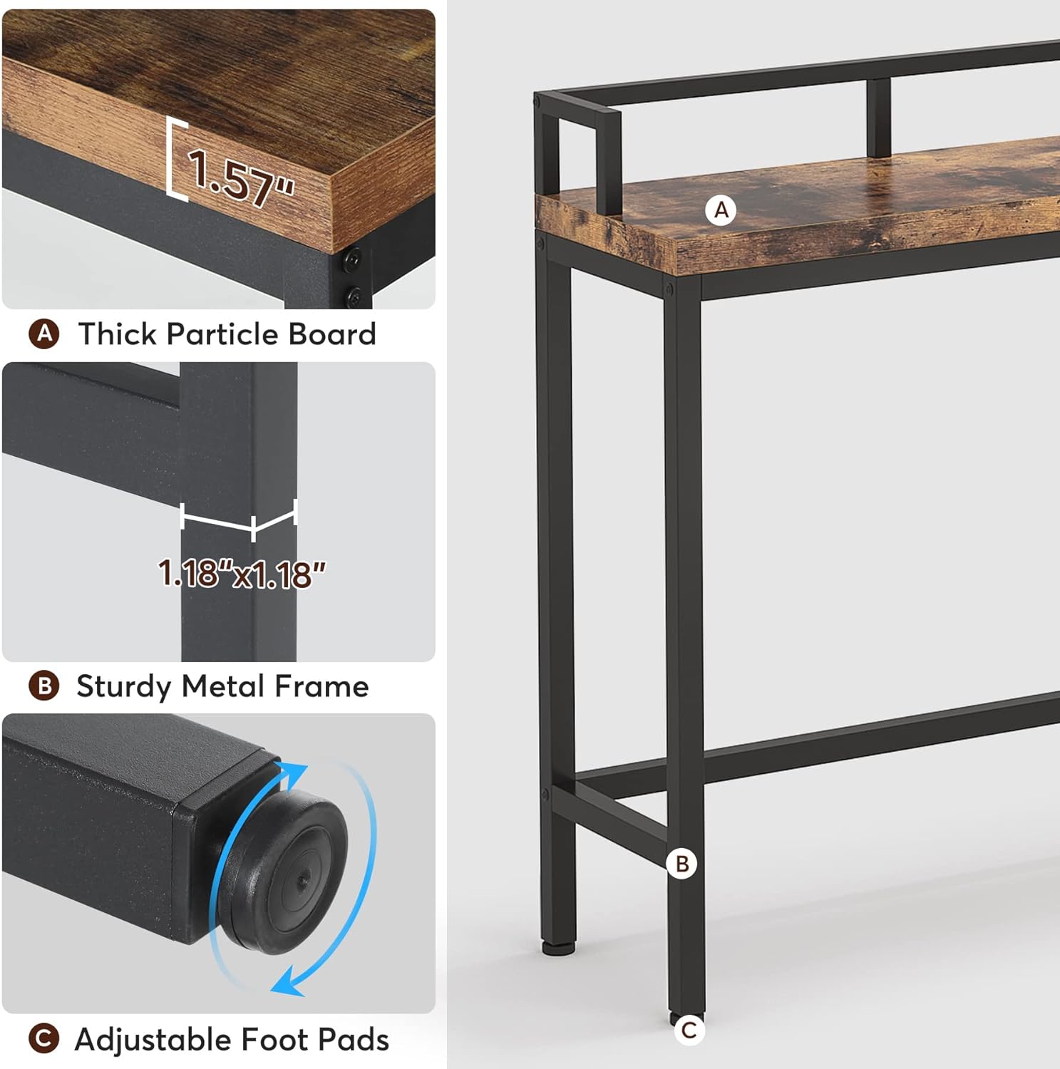 70.9" Console Table Behind Sofa Couch