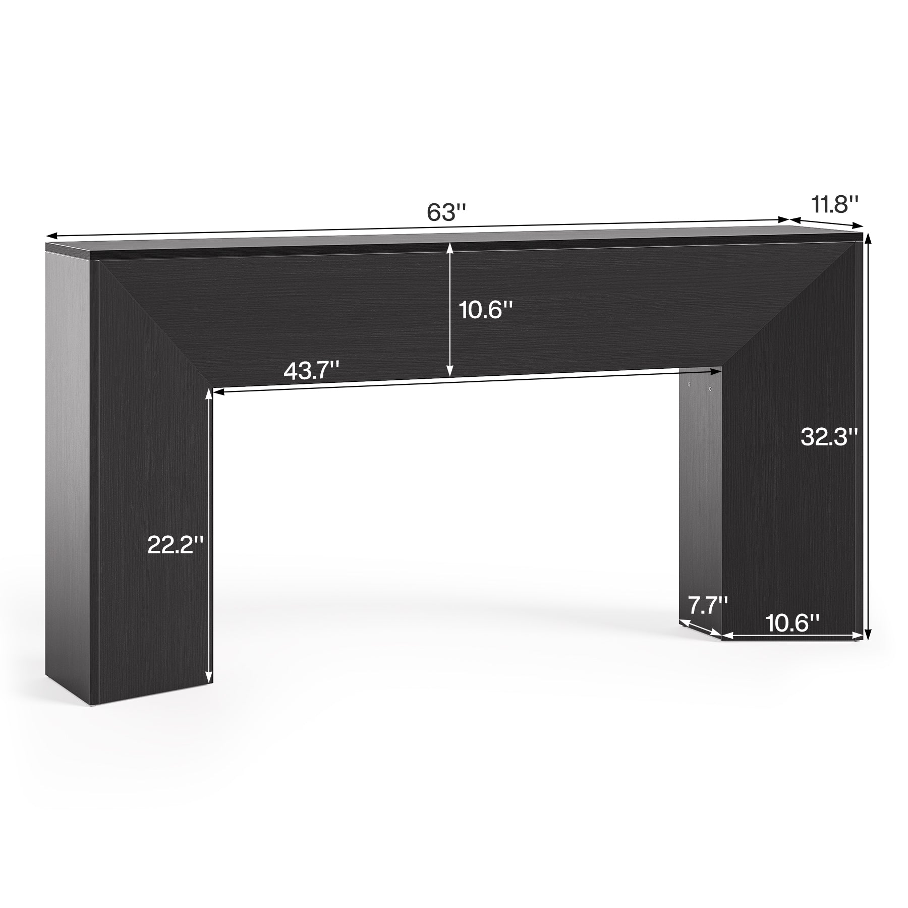 63" Console Table Sofa Table for Entryway