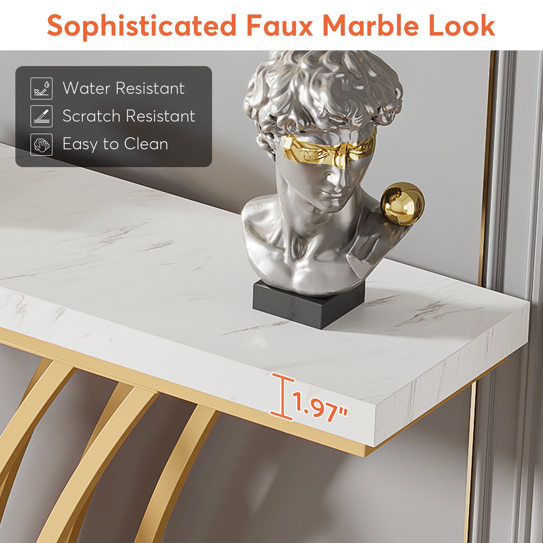59" Faux Marble Console Table