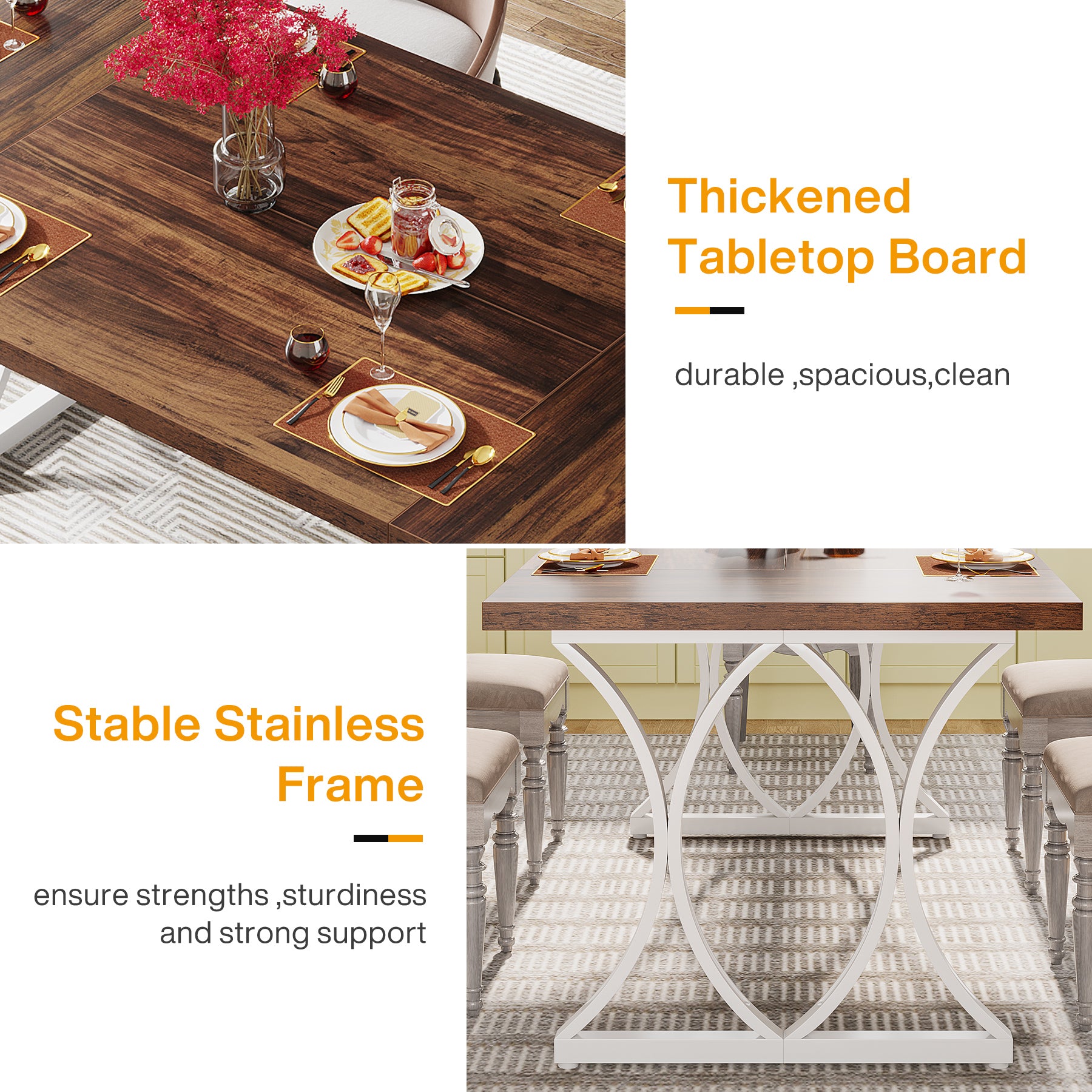 63" Dining Table Farmhous Kitchen Table