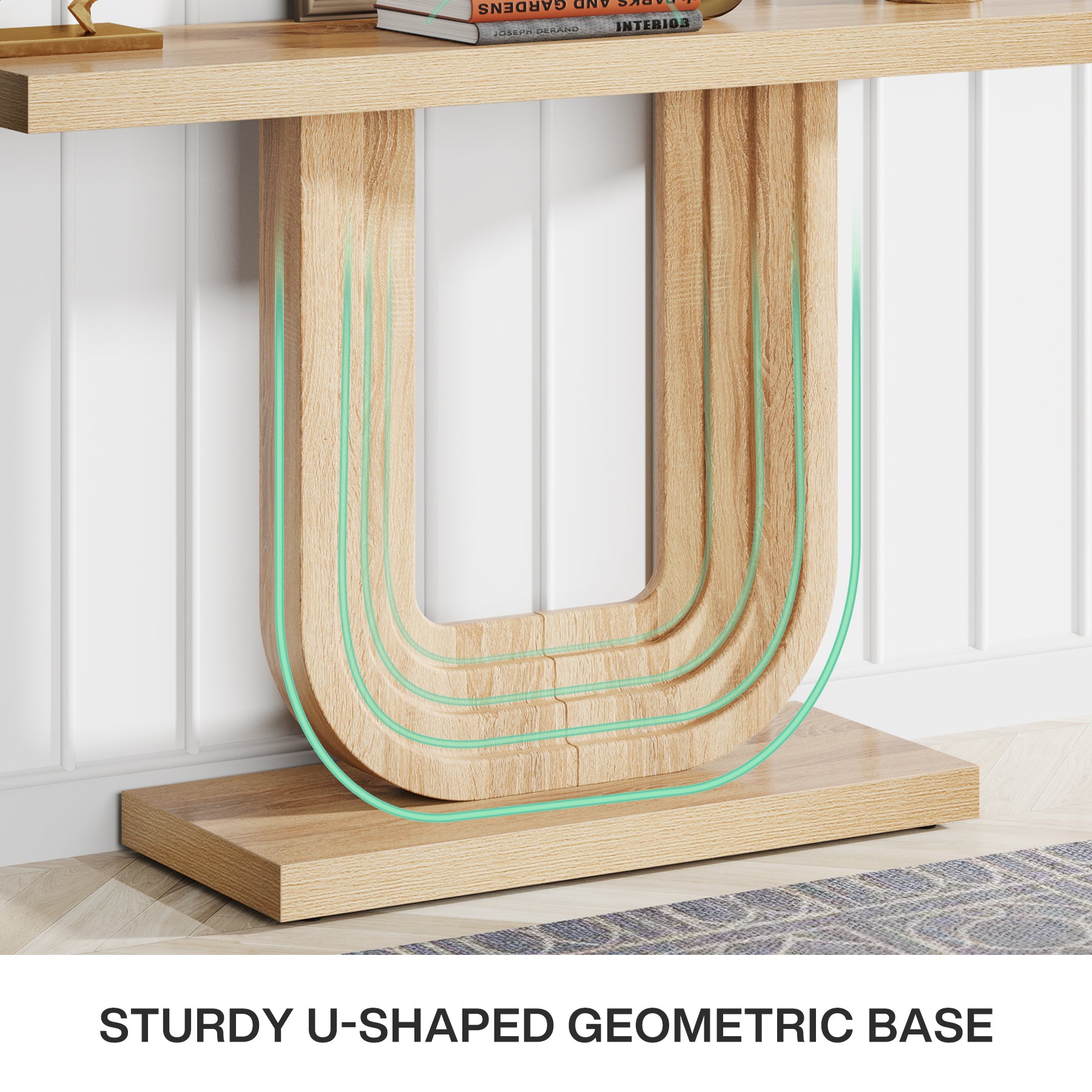 Farmhouse Console Table with Geometric Base