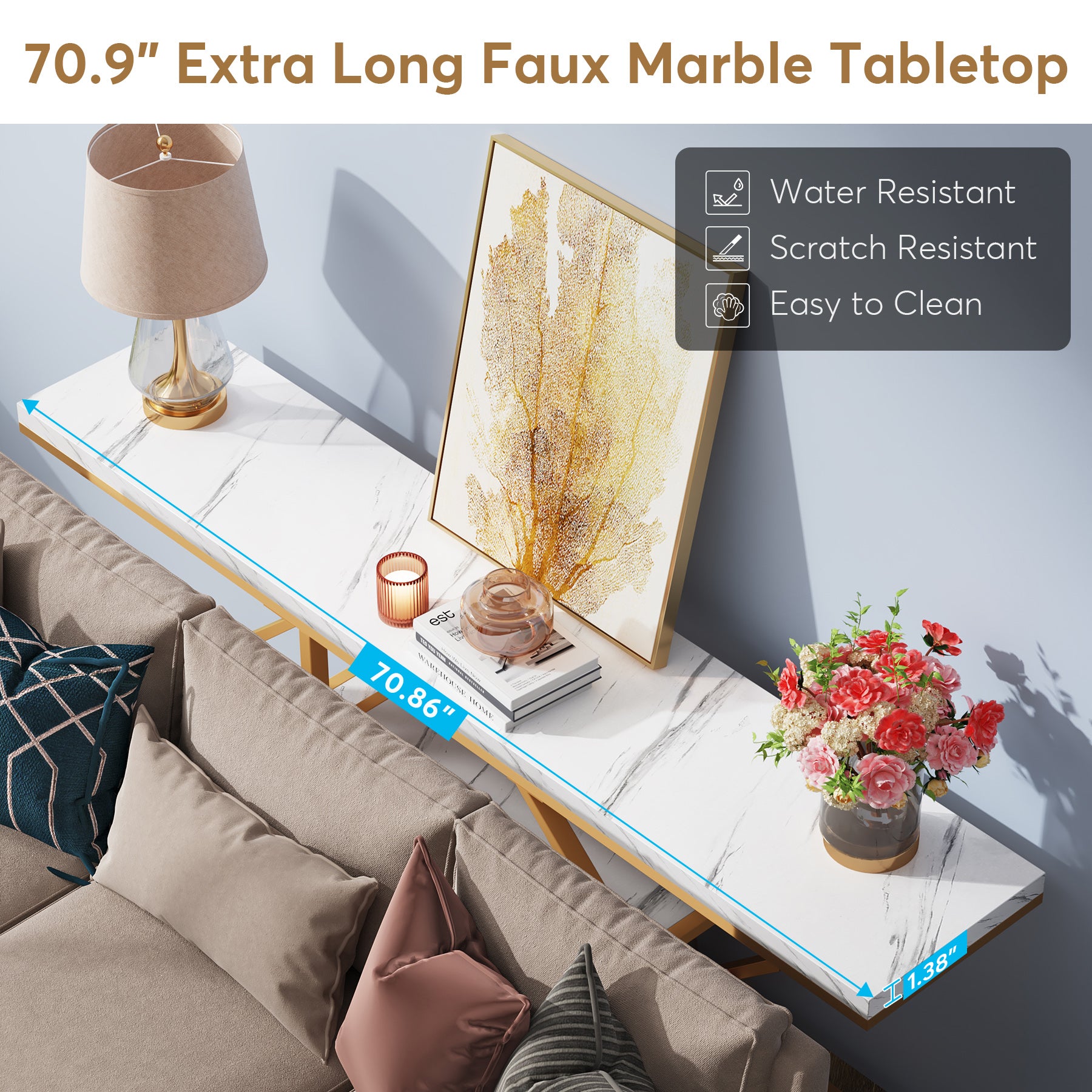 70.9" Console Table, 4-Tier Entryway Table