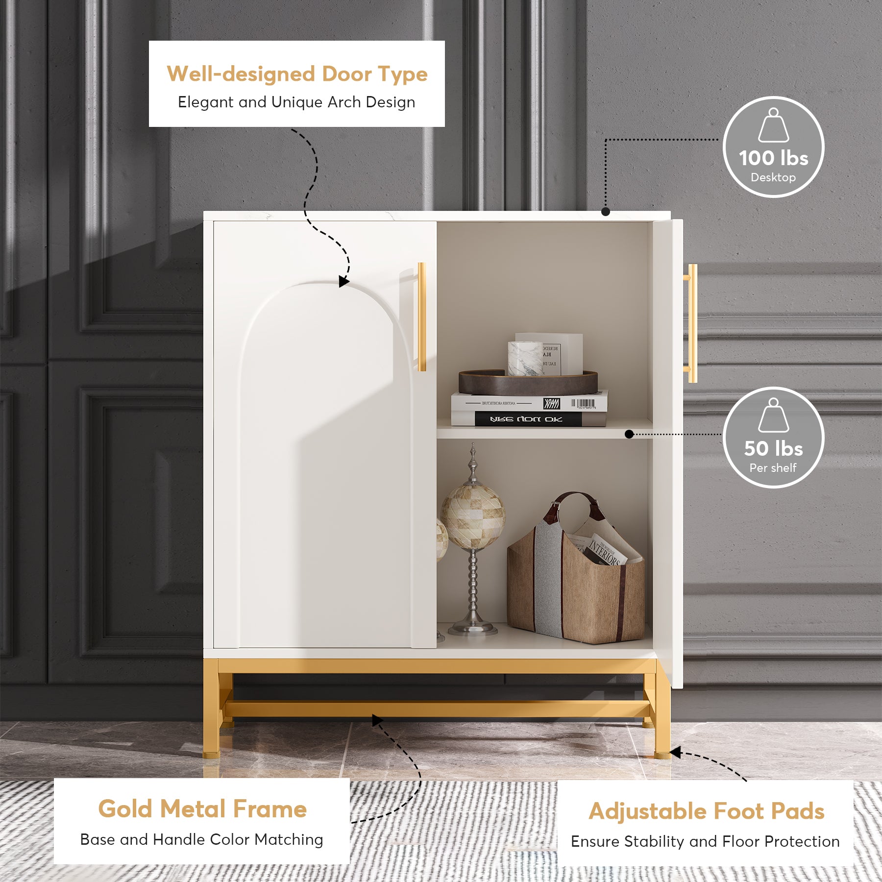 Sideboard Buffet Cabinet with with Adjustable Shelf