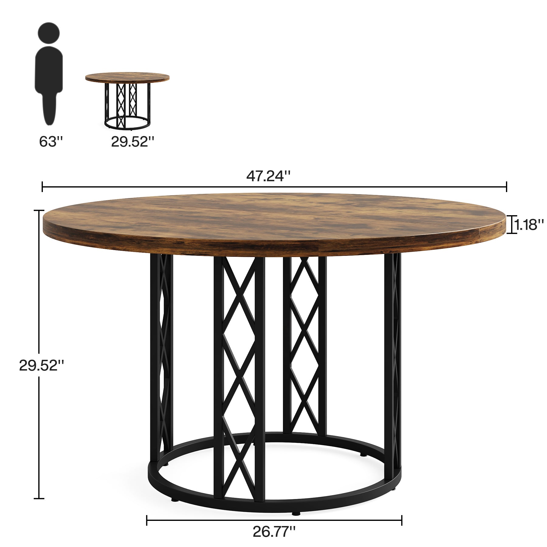 47" Round Dining Table for 4 People