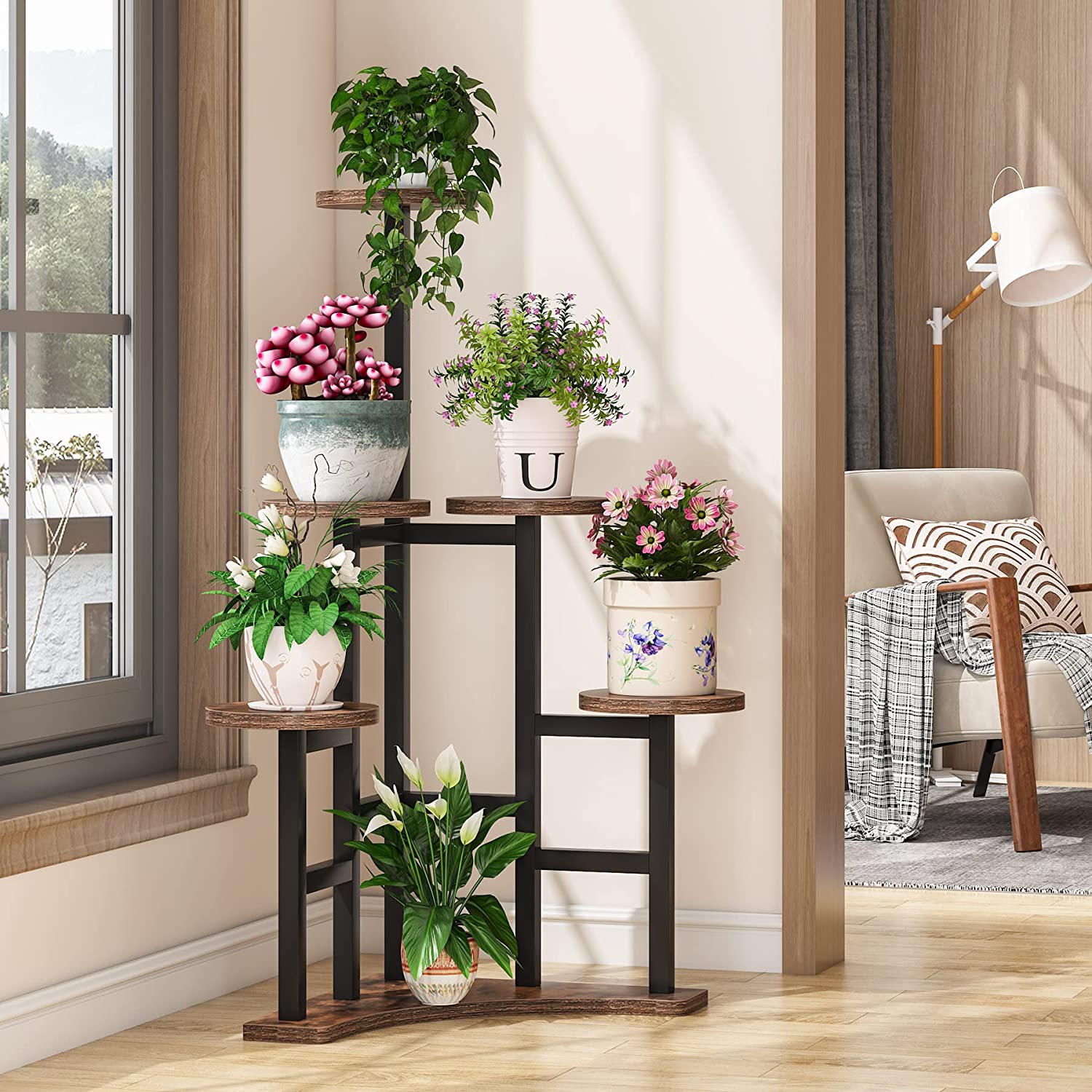 Little Tree Corner Plant Stand, 6 Tiered Plant Shelf Flower Stand