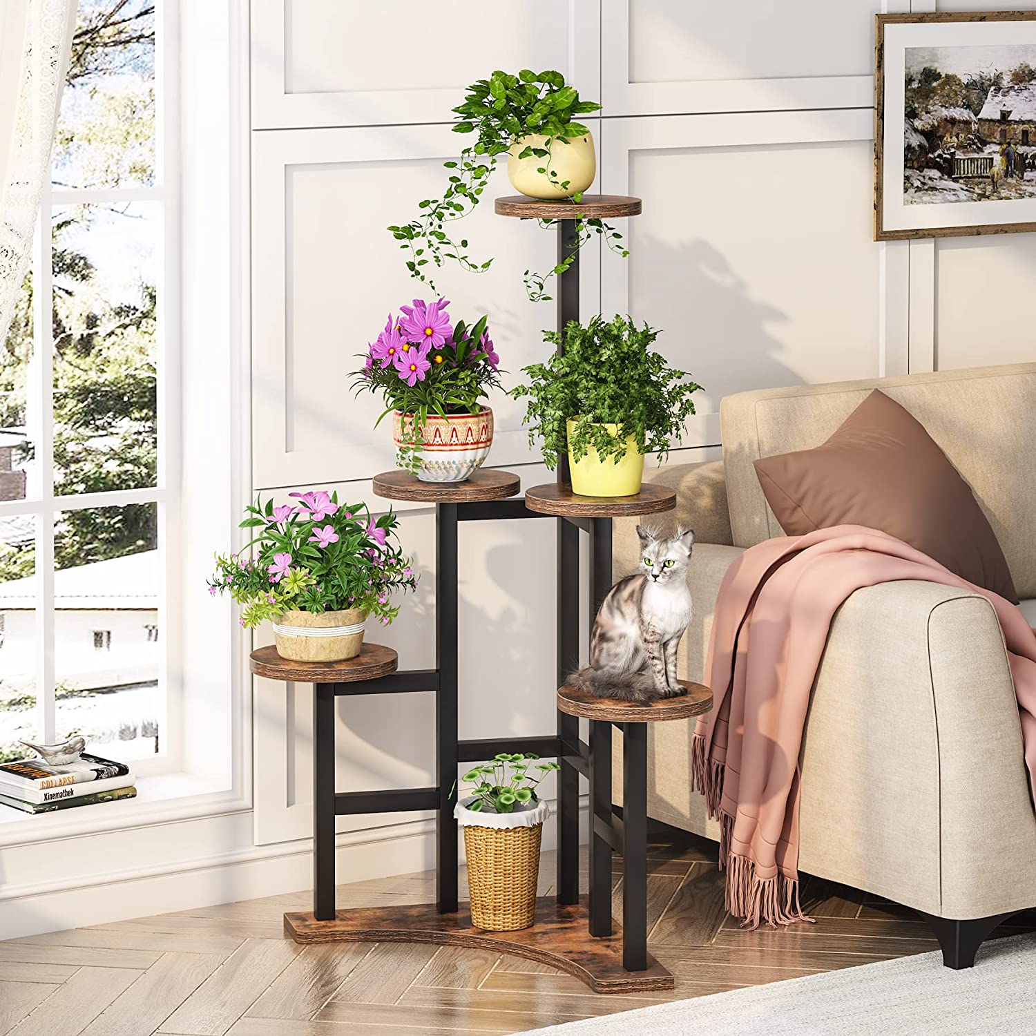 planter stands indoor Little Tree Corner Plant Stand, 6 Tiered Plant Shelf Flower Stand