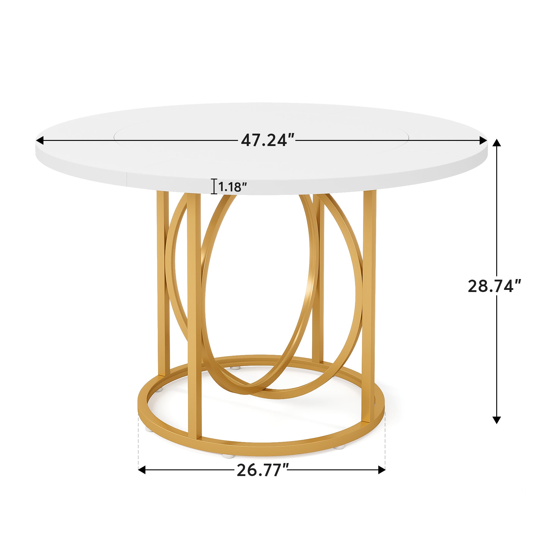 47" Round Dining Table with Metal Base for 4