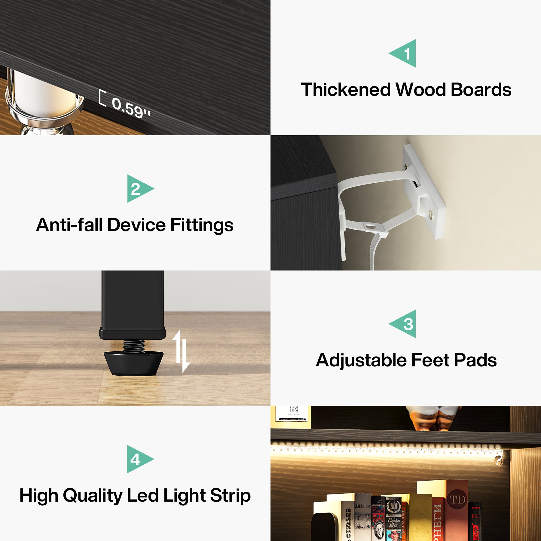 70.8" Bookcase with 5-Tier Storage Shelves