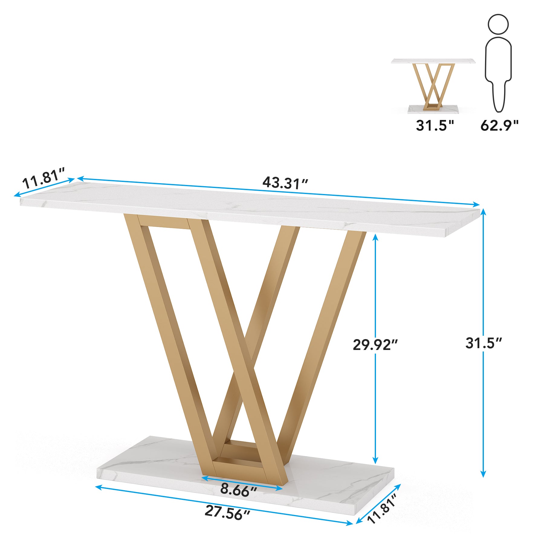 43 Inch Console Table Entryway Table