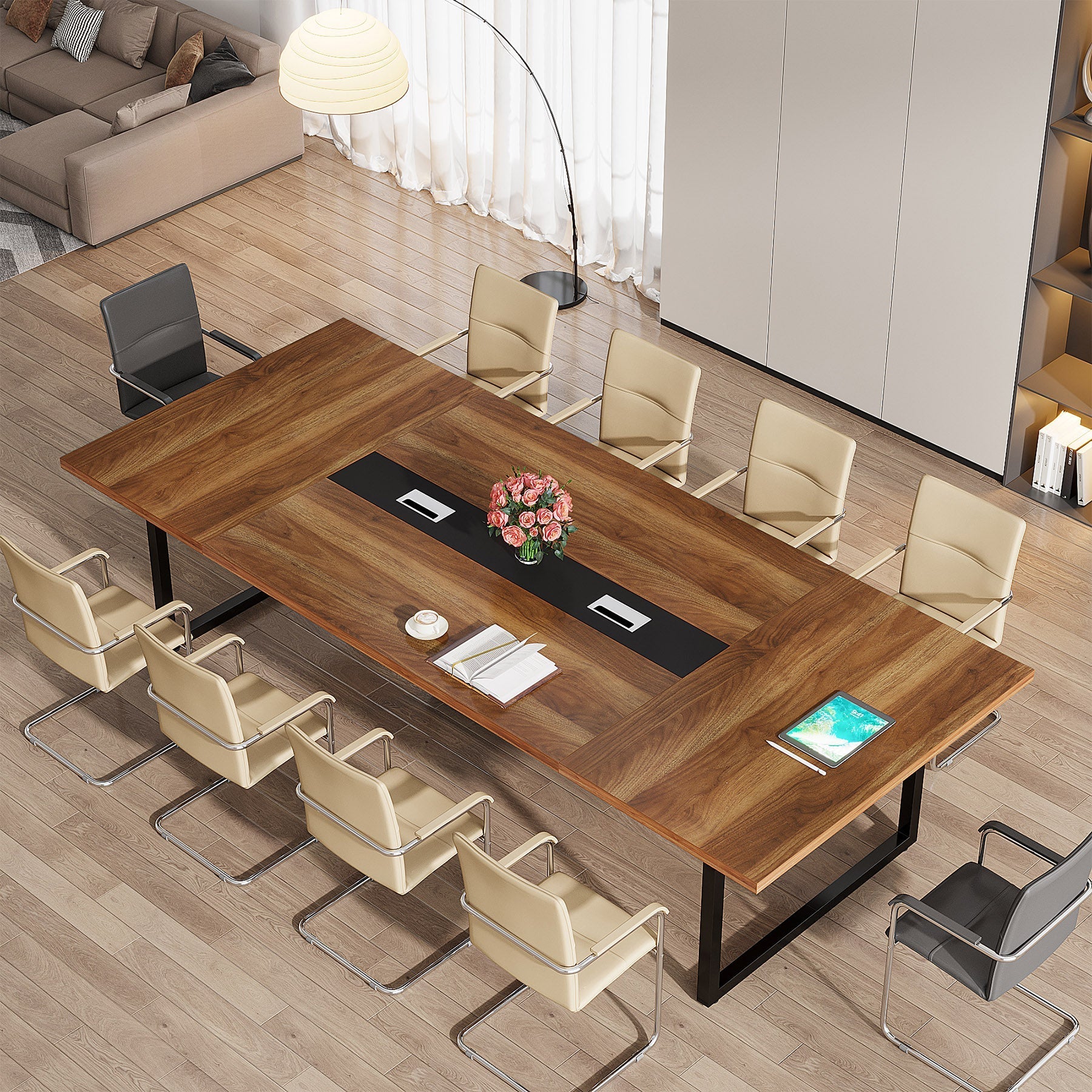 8FT Conference Table, 94.49" Large Meeting Table for 10 People Tribesigns