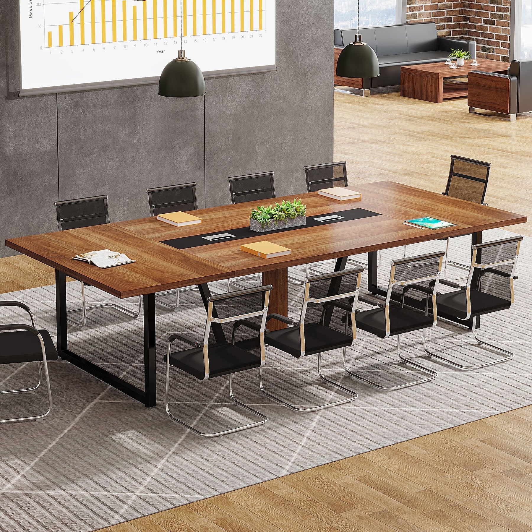 8FT Conference Table, 94.49" Large Meeting Table for 10 People Tribesigns
