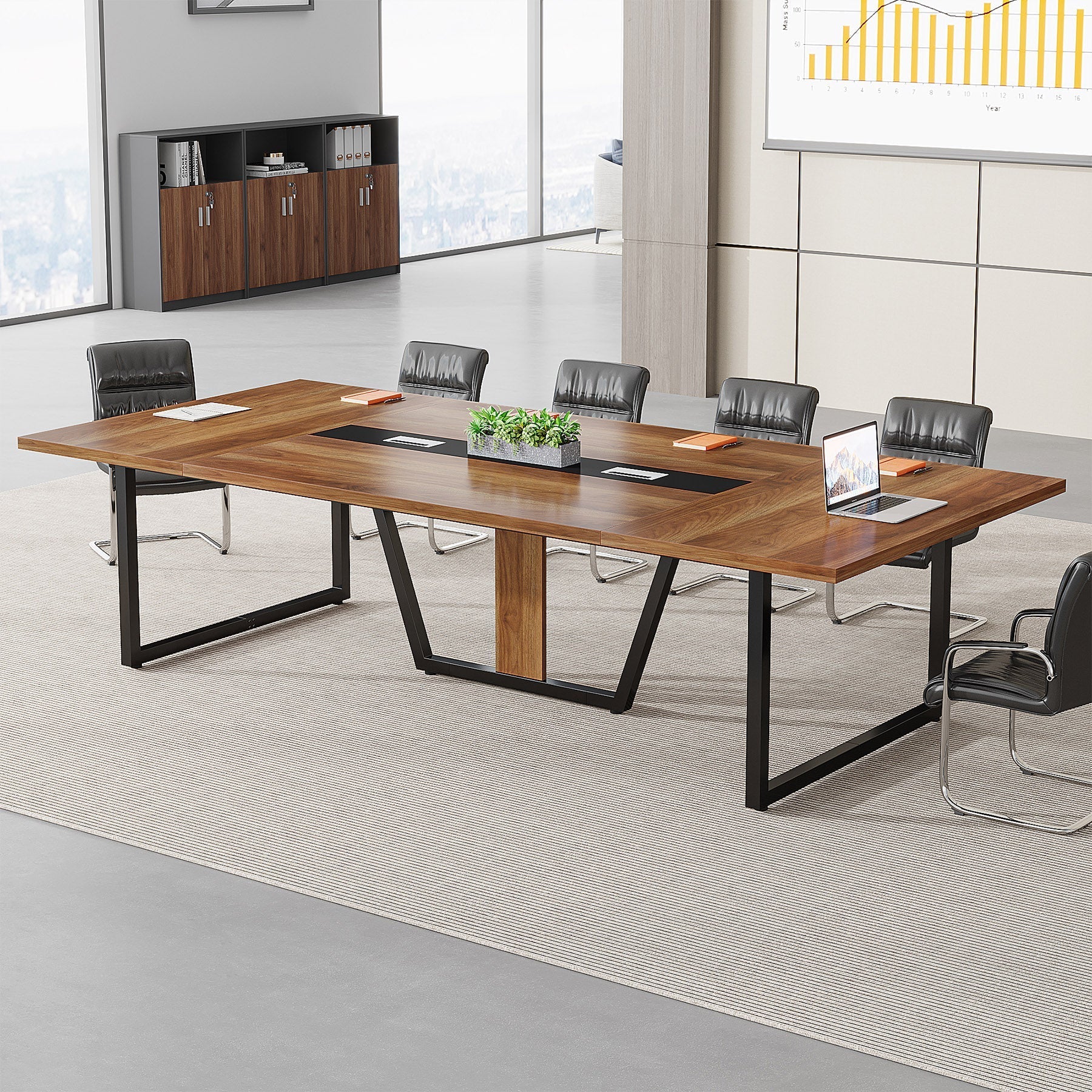 8FT Conference Table, 94.49" Large Meeting Table for 10 People Tribesigns