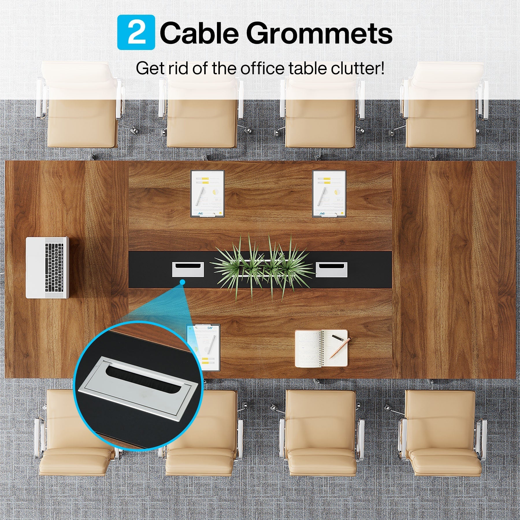 8FT Conference Table, 94.49" Large Meeting Table for 10 People Tribesigns