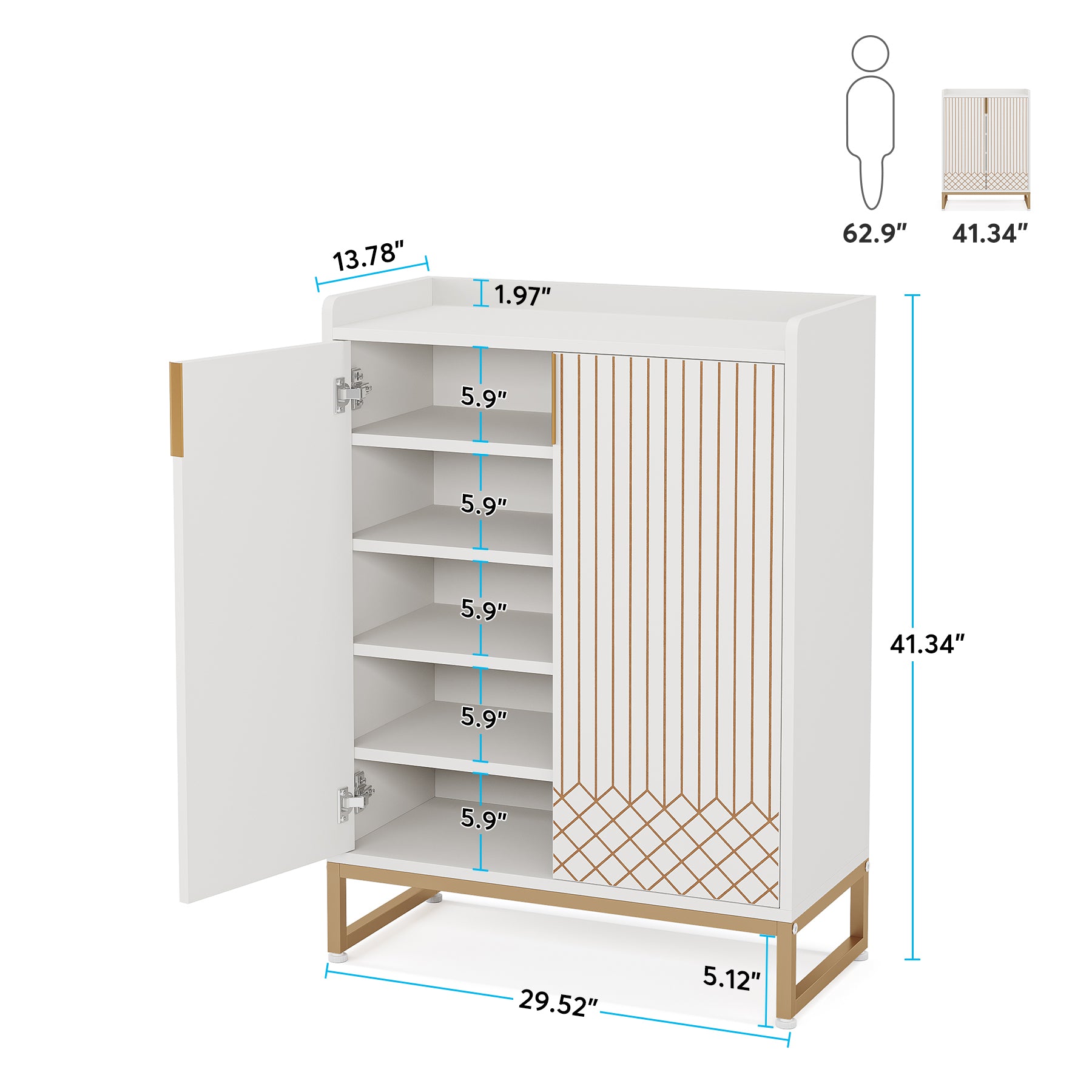 5-Tier Shoe Cabinet with Doors