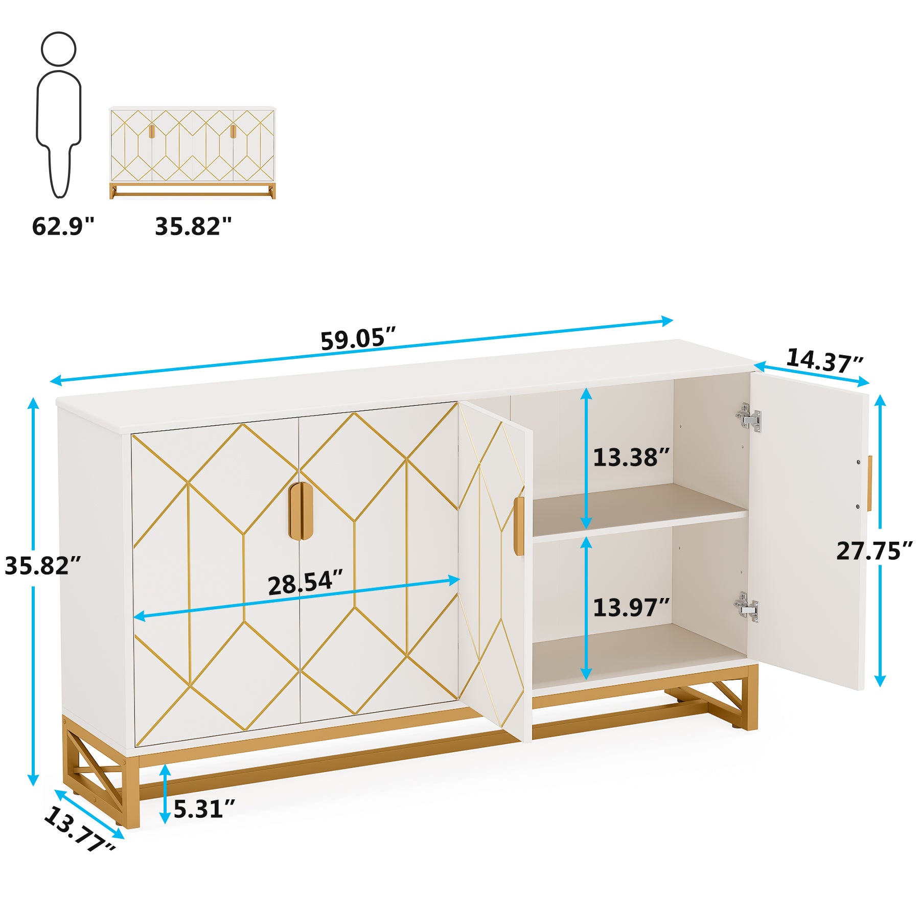 Sideboard Buffets Cabinet with Storage Shelves
