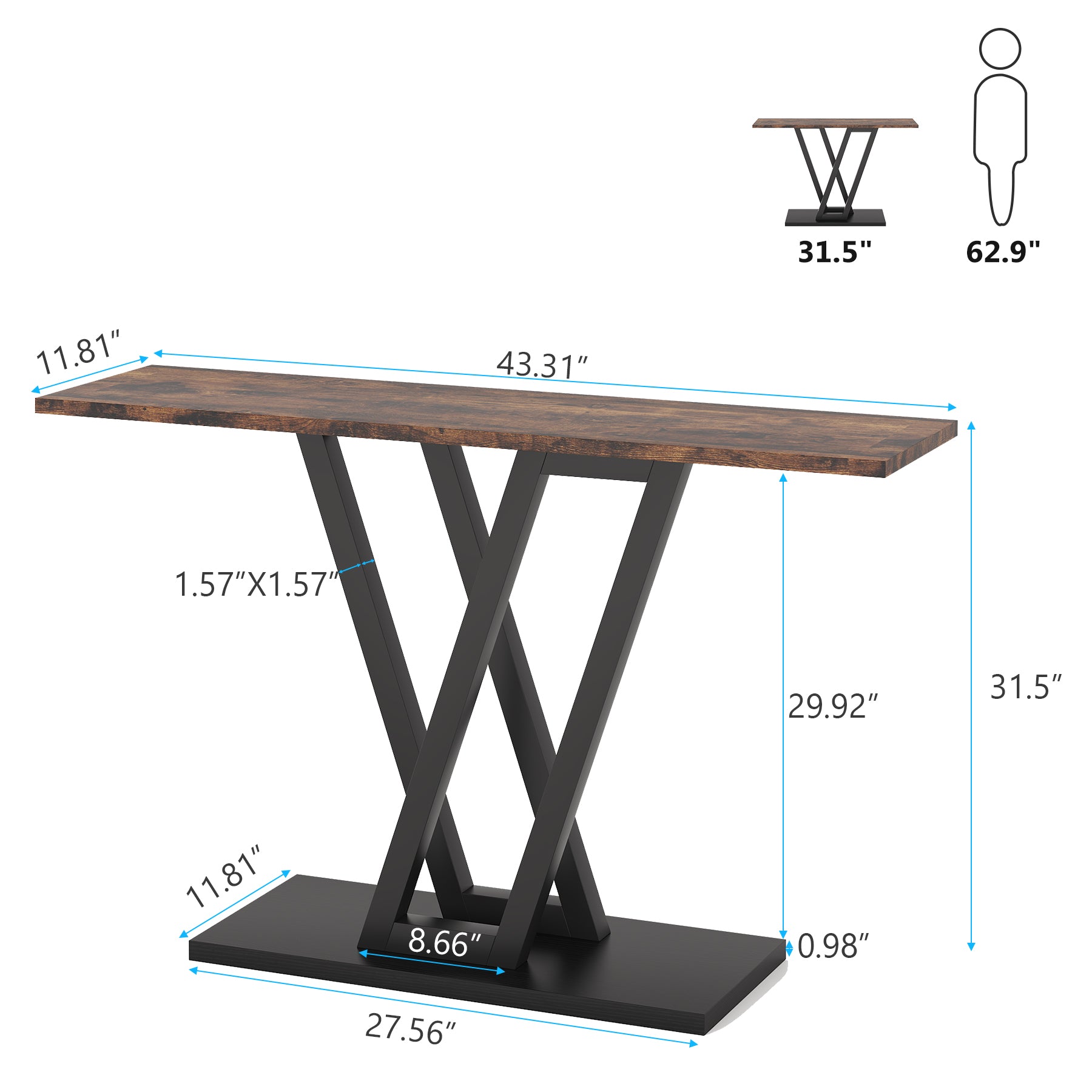 43 Inch Console Table Entryway Table