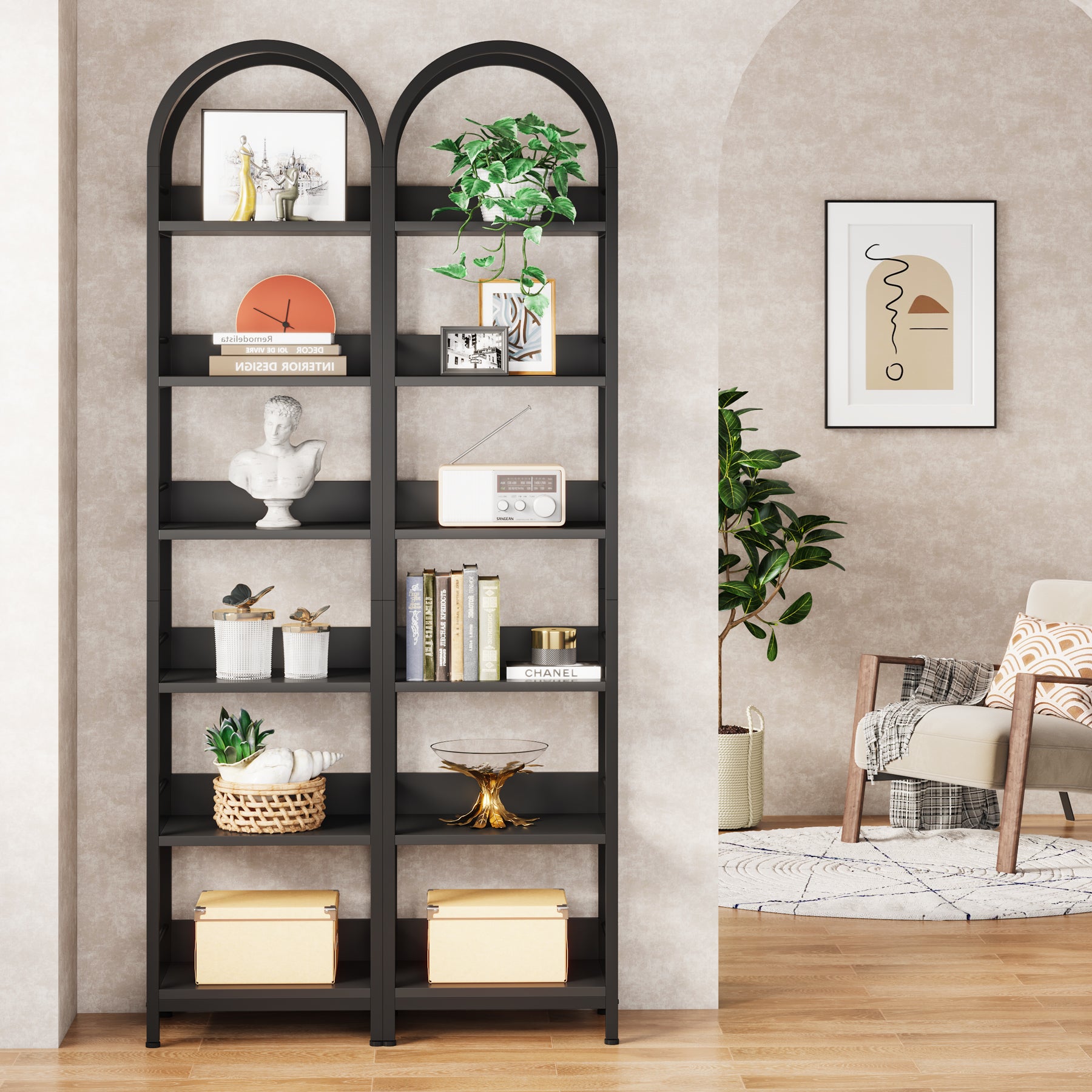 6-Tier Bookshelf 78.7" Narrow Bookcase