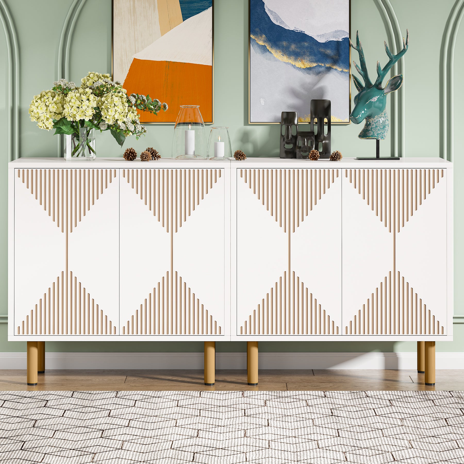 Wood Sideboard Buffet Storage Cabinet with Doors