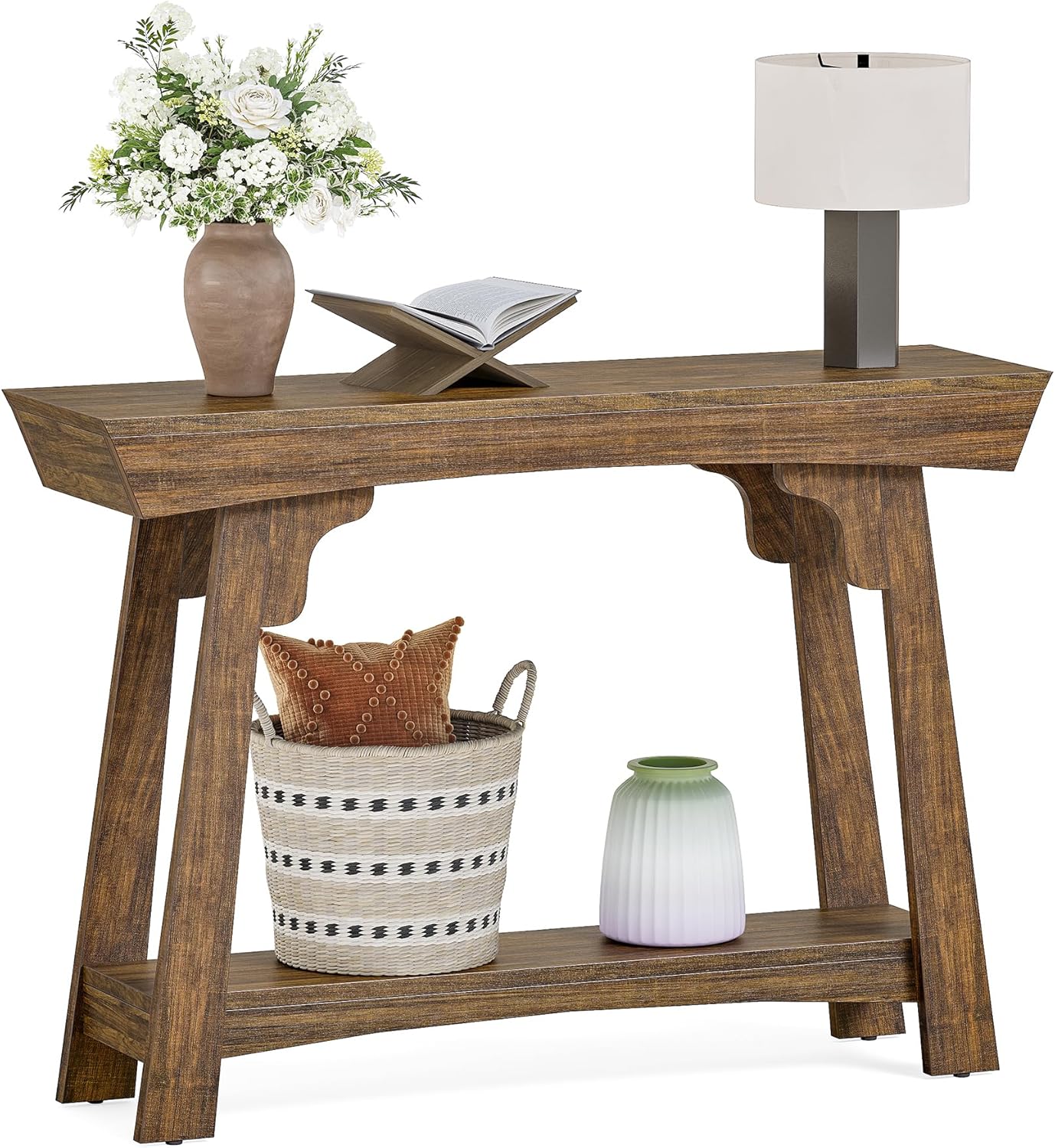 41" Console Table, 2-Tier Sofa Table with Storage