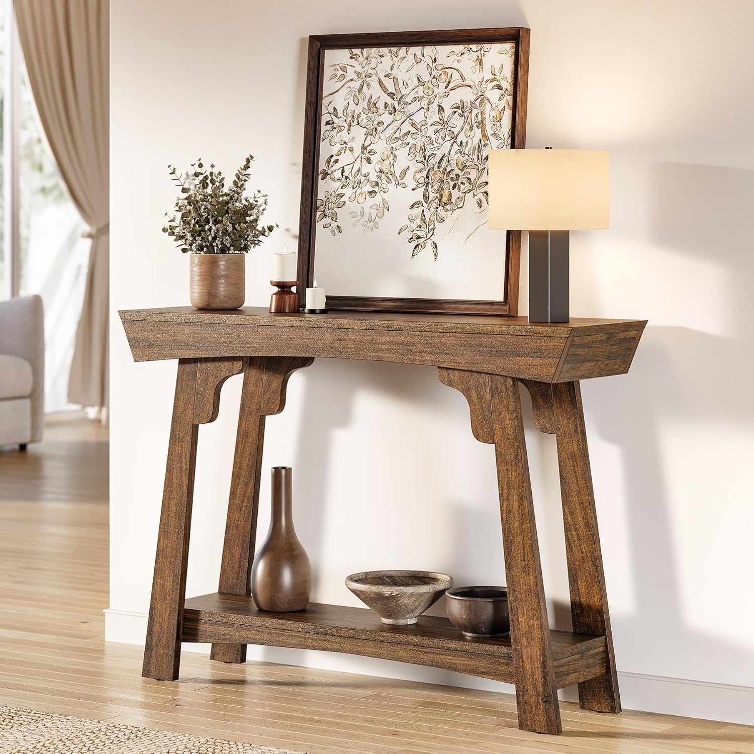 41" Console Table, 2-Tier Sofa Table with Storage