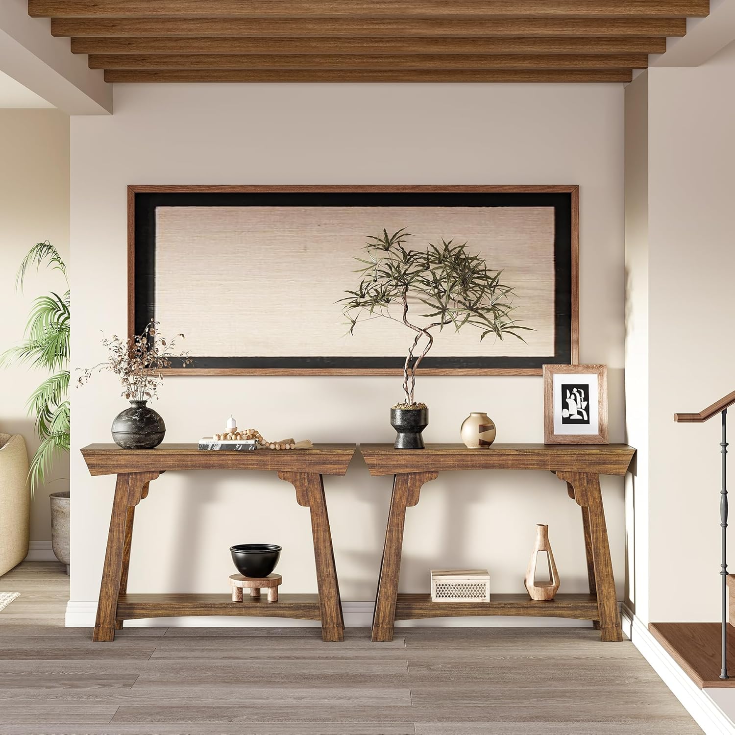 41" Console Table, 2-Tier Sofa Table with Storage