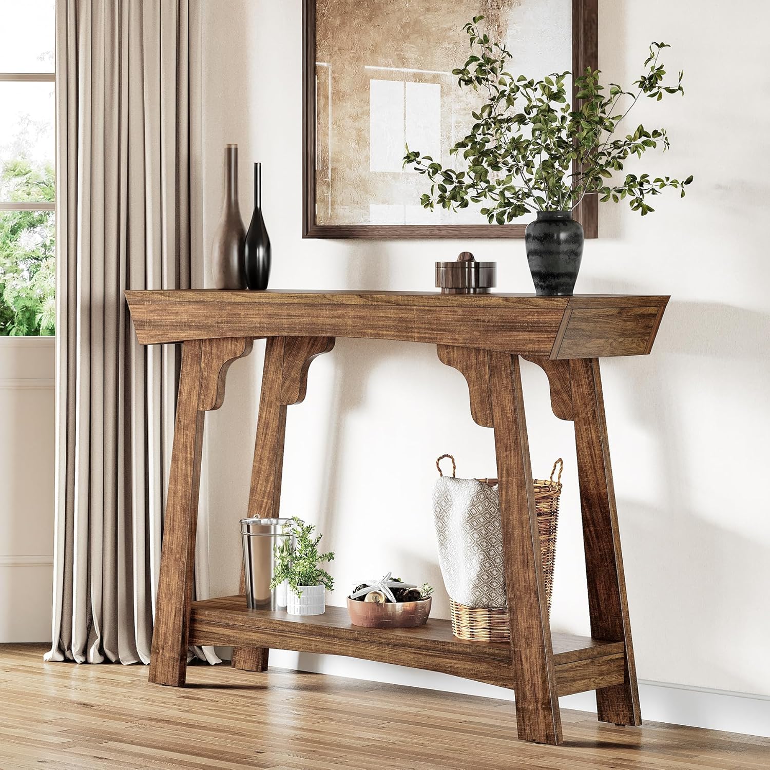 41" Console Table, 2-Tier Sofa Table with Storage