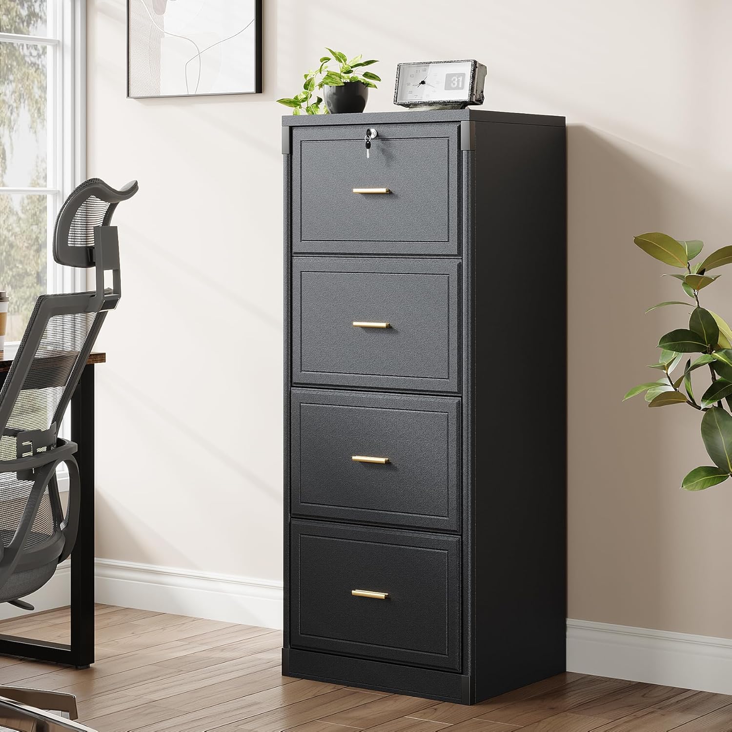 4-Drawer File Cabinet Vertical Storage Cabinet with Lock