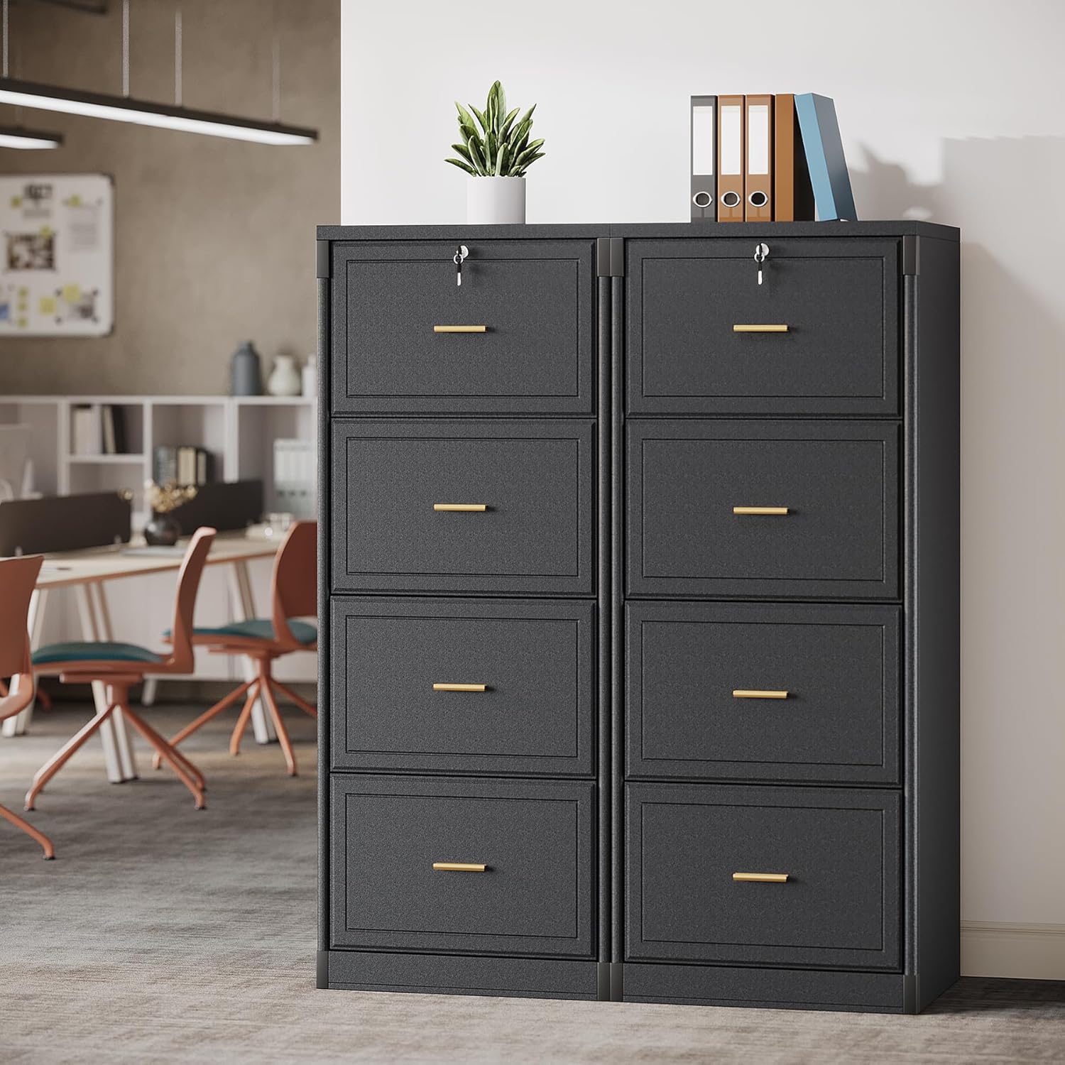 4-Drawer File Cabinet Vertical Storage Cabinet with Lock