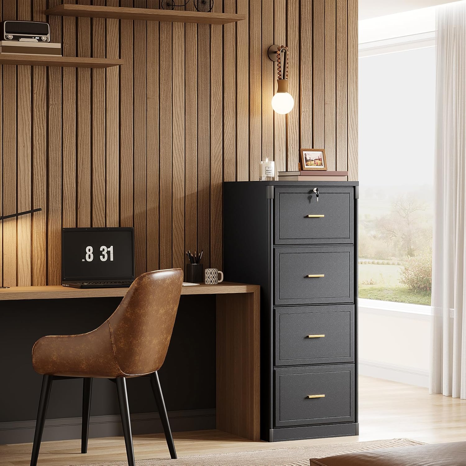 4-Drawer File Cabinet Vertical Storage Cabinet with Lock