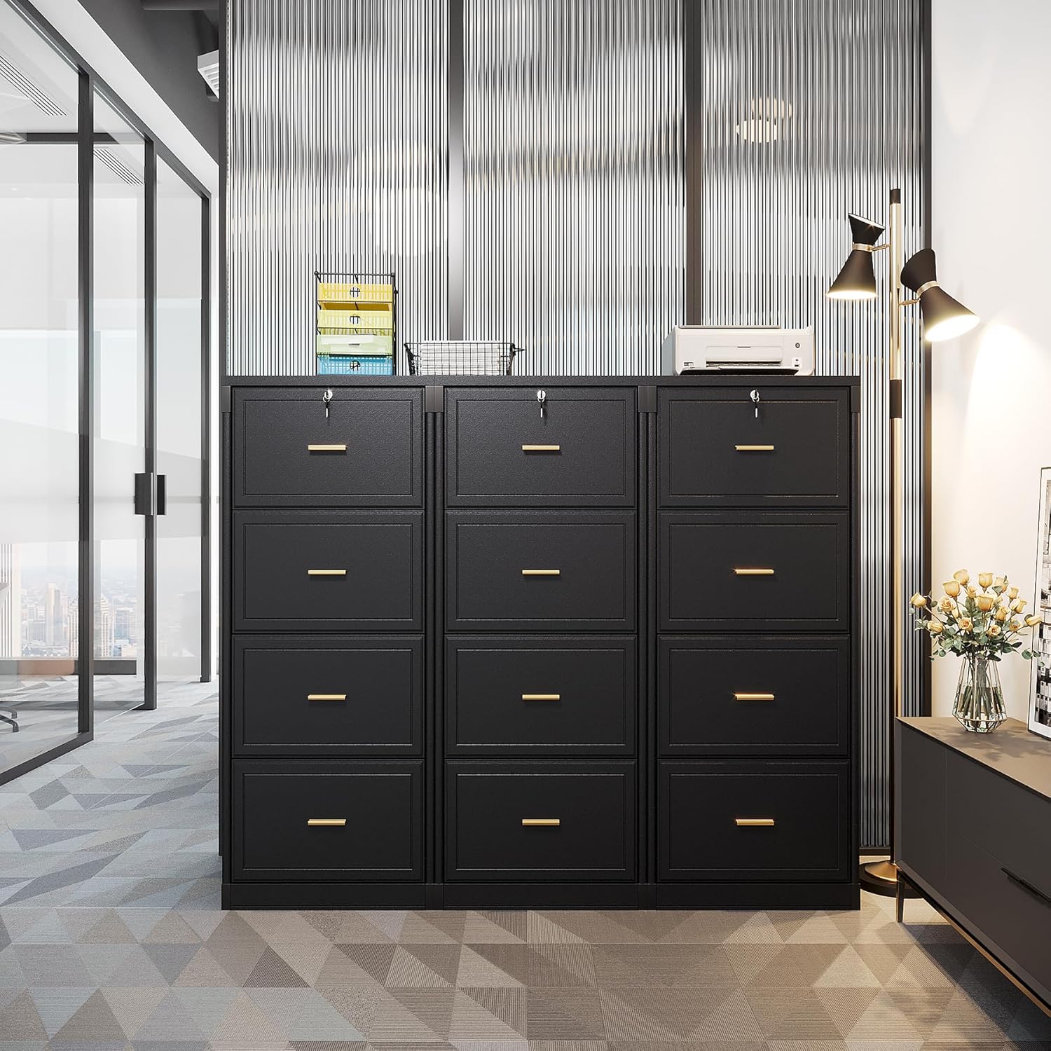 4-Drawer File Cabinet Vertical Storage Cabinet with Lock