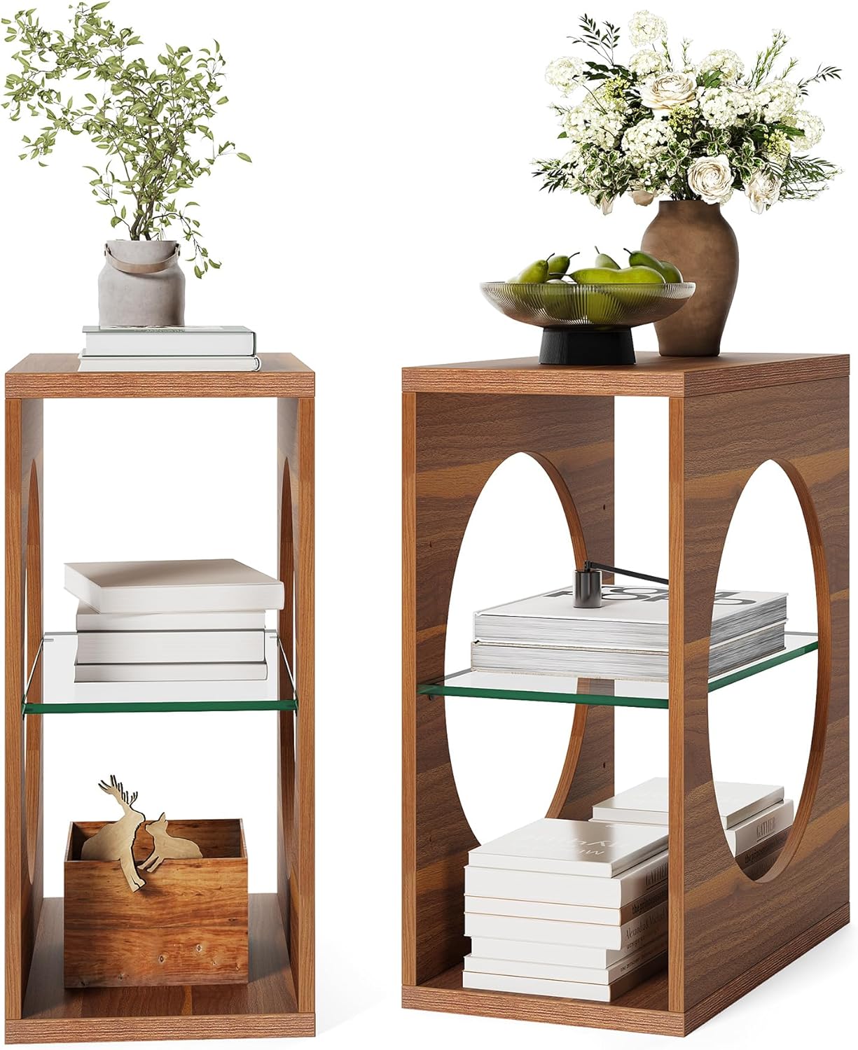 23.6-Inch End Table 3-Tier Side Table Set of 2