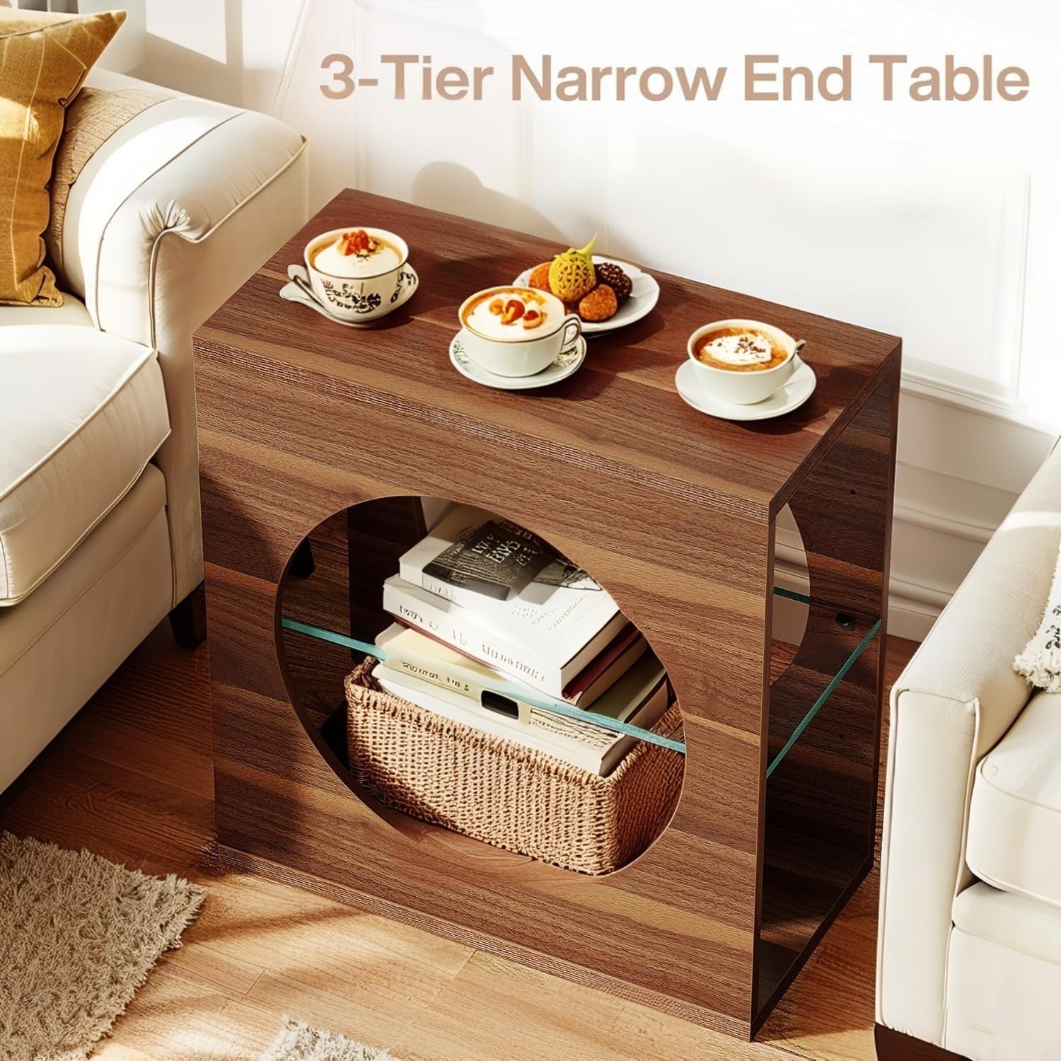 23.6-Inch End Table 3-Tier Side Table Set of 2