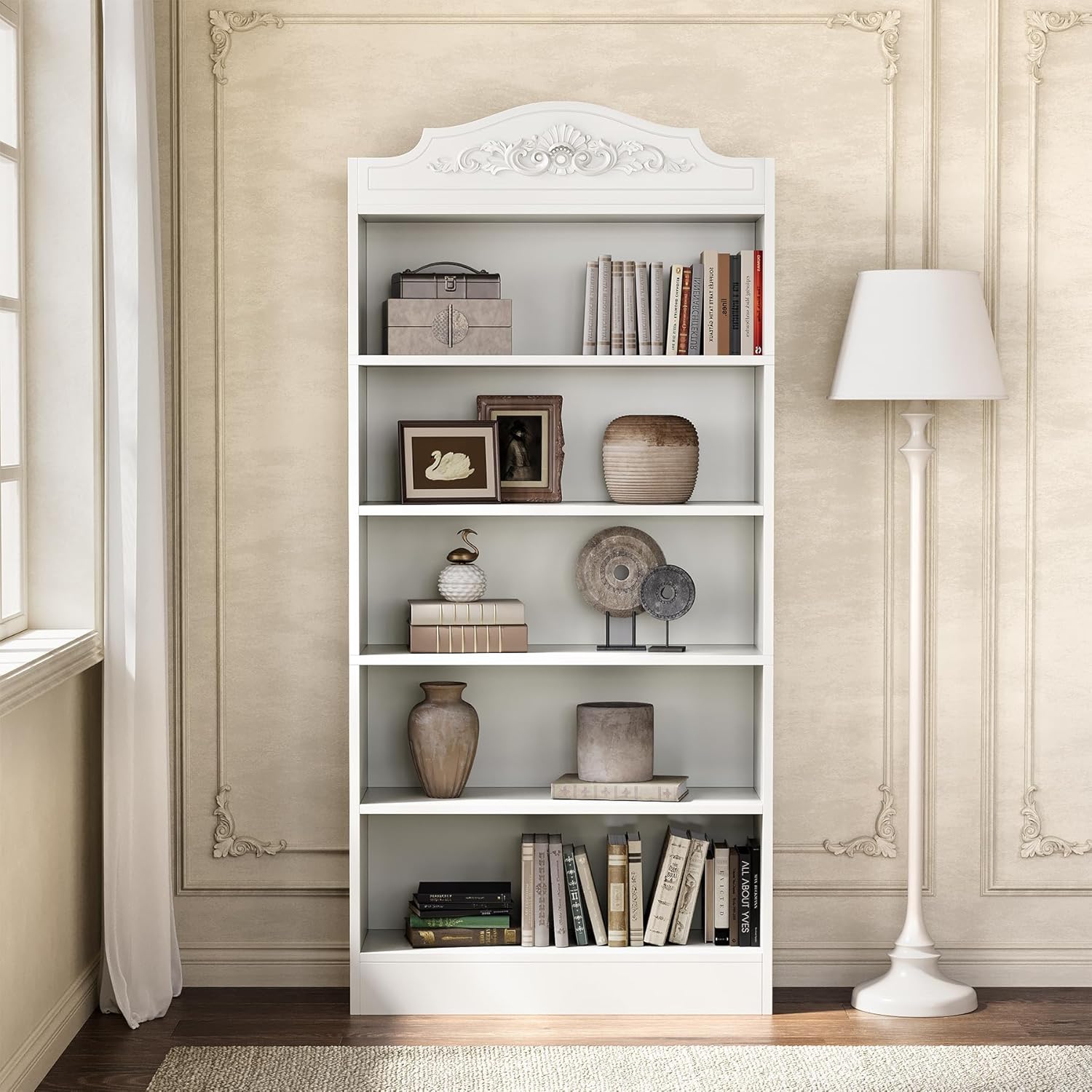5-Tier Bookcase, 74.8" Modern Storage Bookshelf