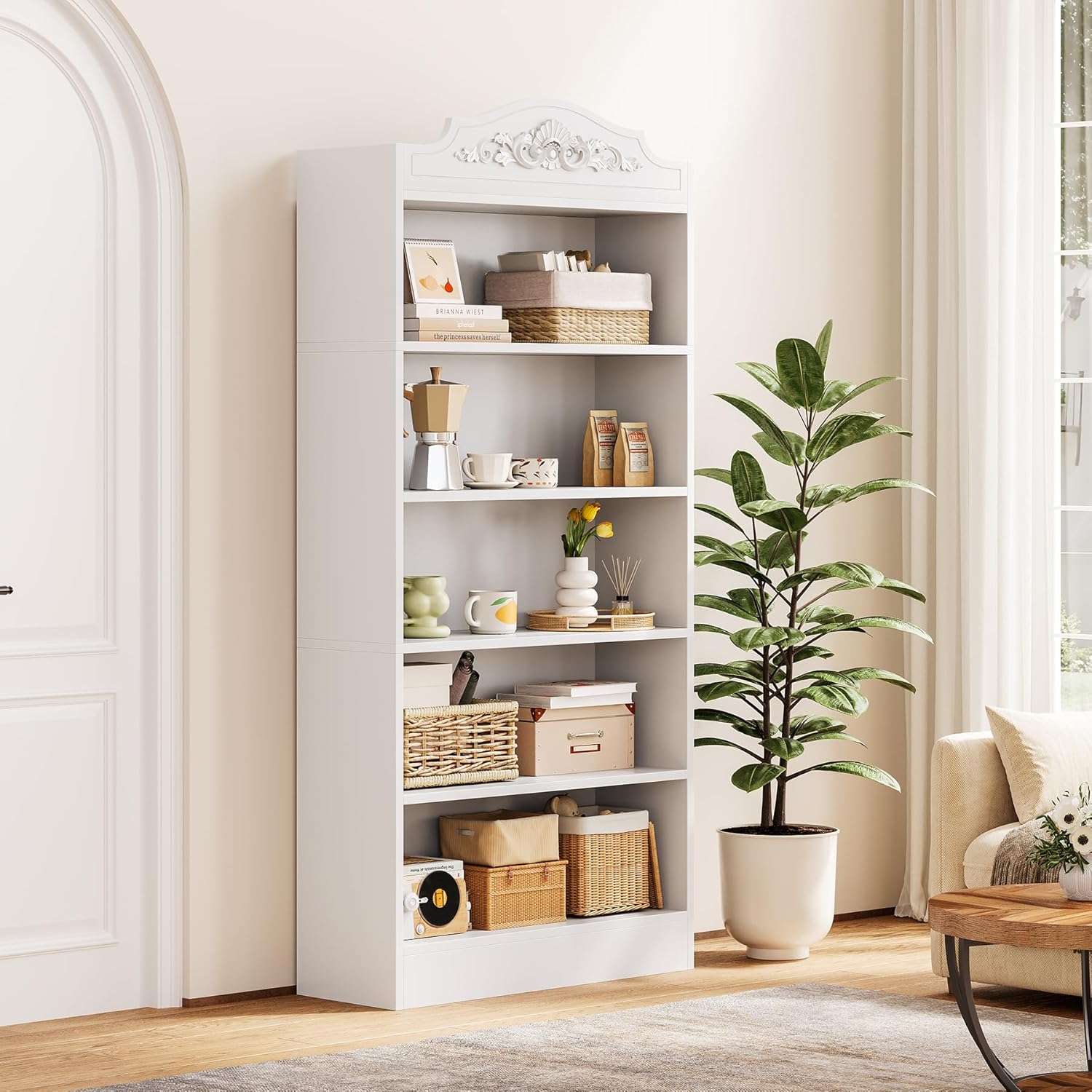 5-Tier Bookcase, 74.8" Modern Storage Bookshelf