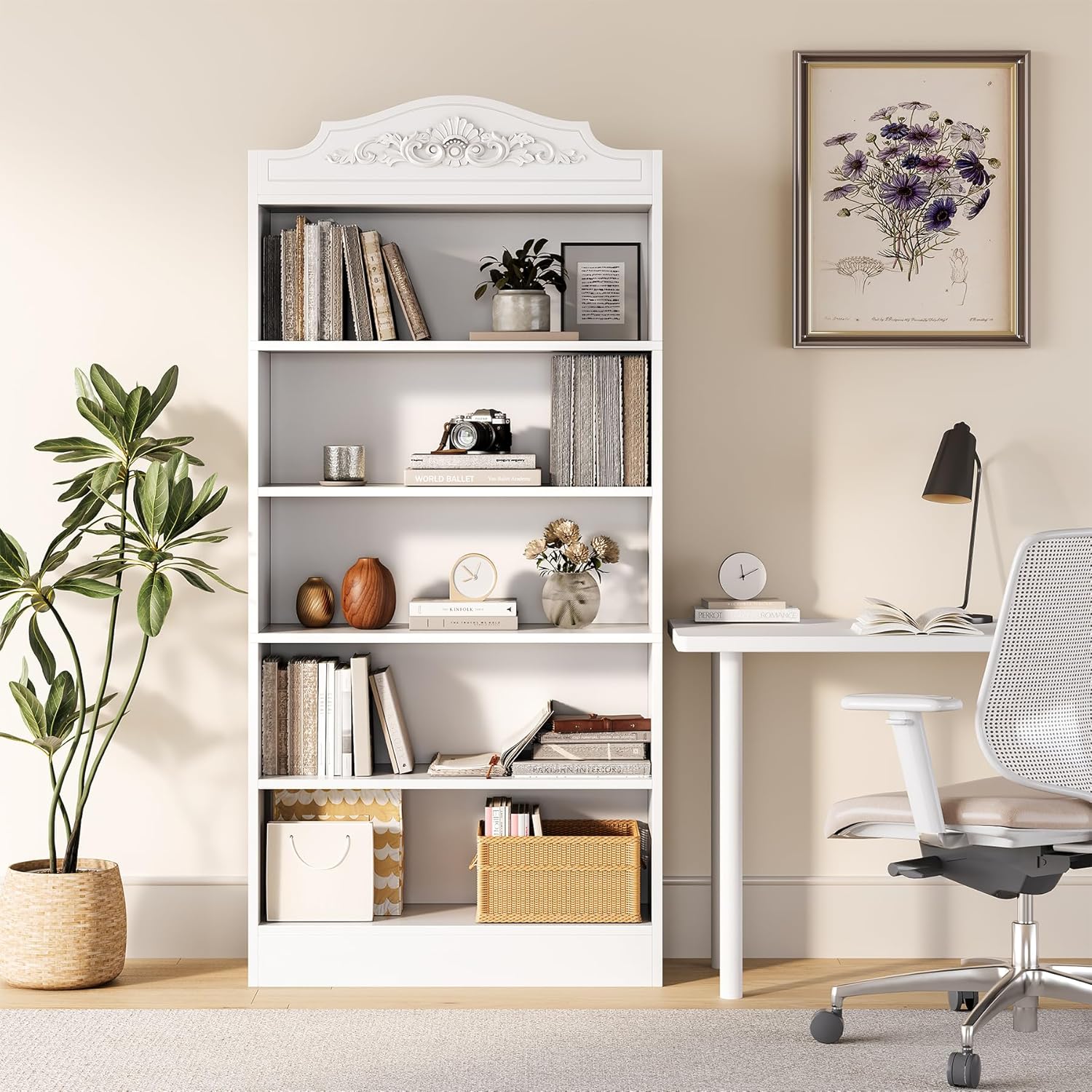 5-Tier Bookcase, 74.8" Modern Storage Bookshelf