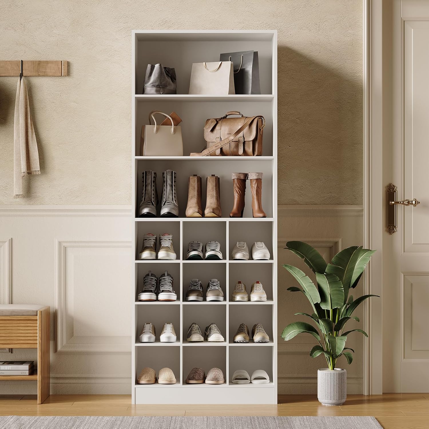 7-Tier Shoe Rack Shoe Cabinet with 3 Side Hooks