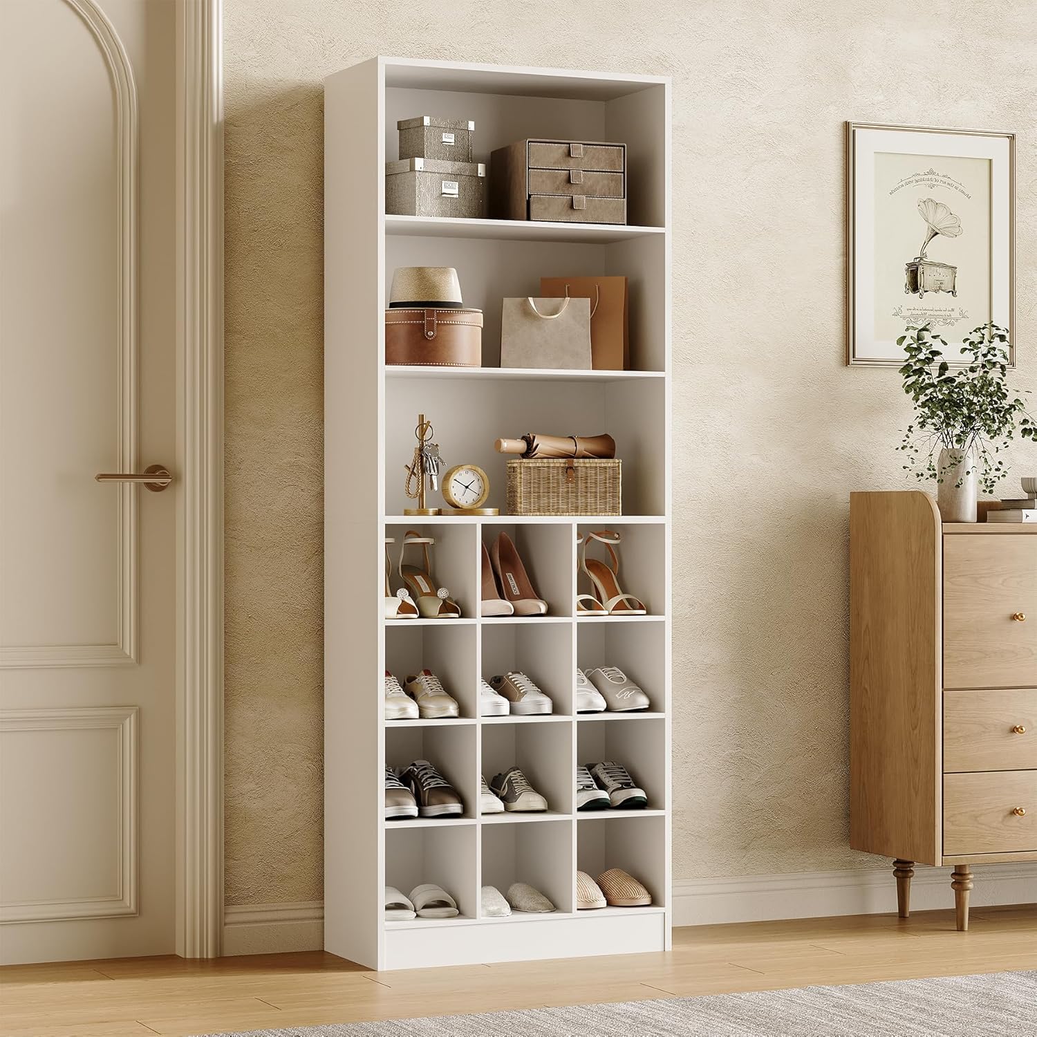 7-Tier Shoe Rack Shoe Cabinet with 3 Side Hooks