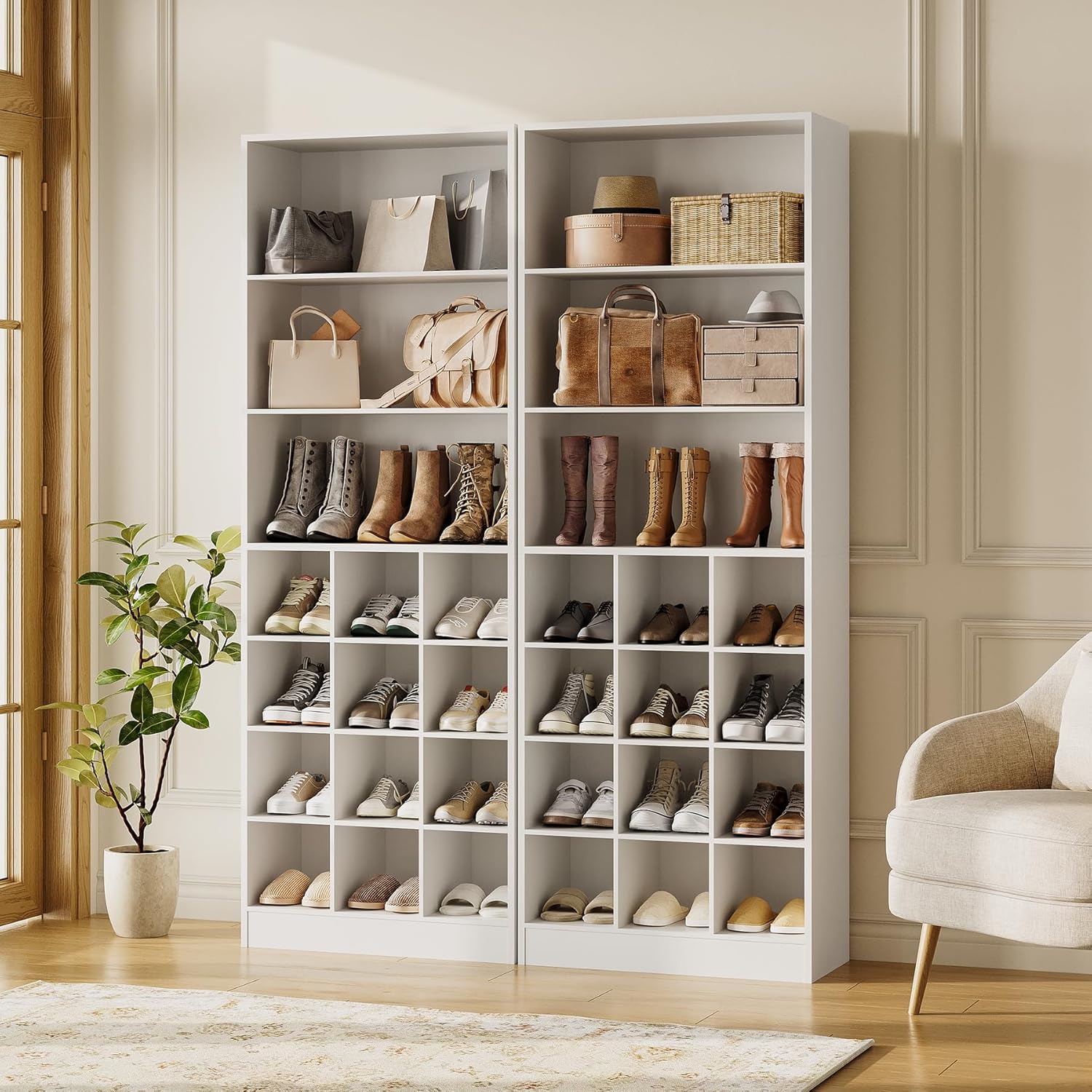 7-Tier Shoe Rack Shoe Cabinet with 3 Side Hooks