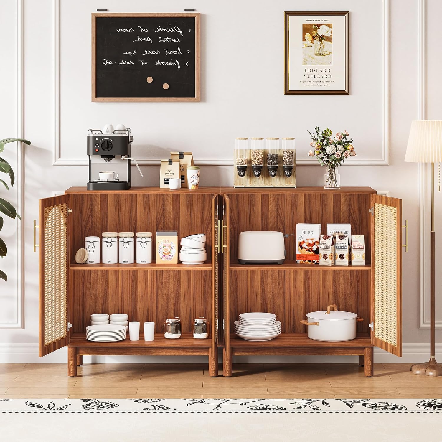 59" Sideboard Buffet Cabinet Credenza with 4 Doors