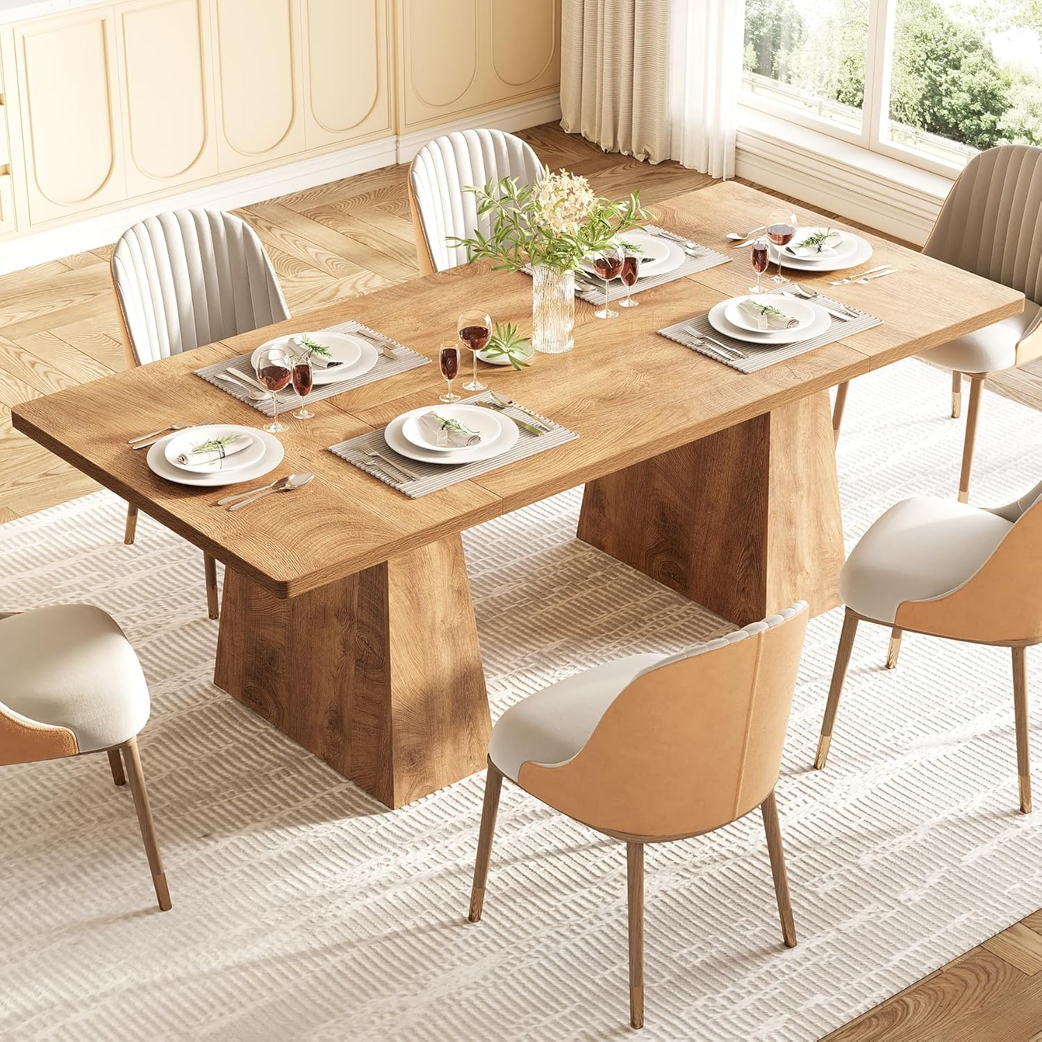 63" Dining Table with Heavy Duty Legs for 6 People