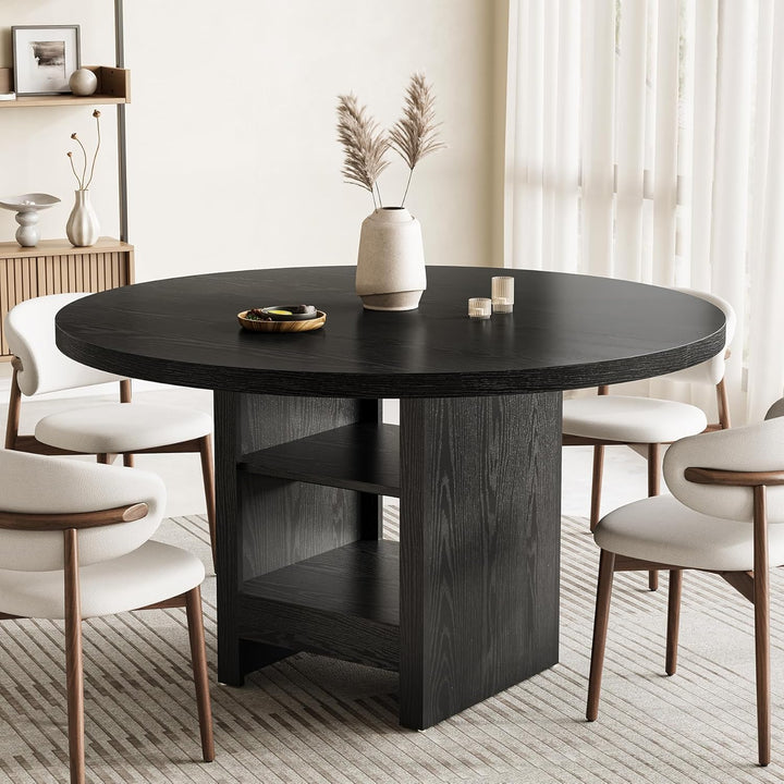 47-Inch Round Dining Table with Storage for 4-6
