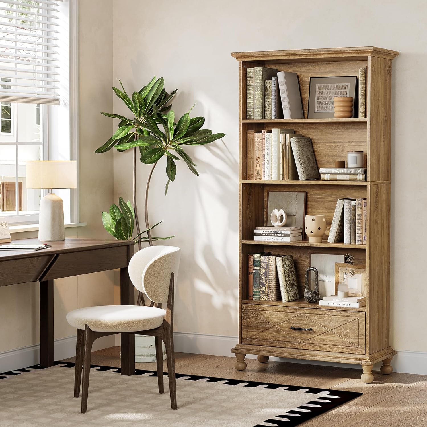 6-Tier Bookshelf with Drawer, 71" Tall Bookcase with Storage